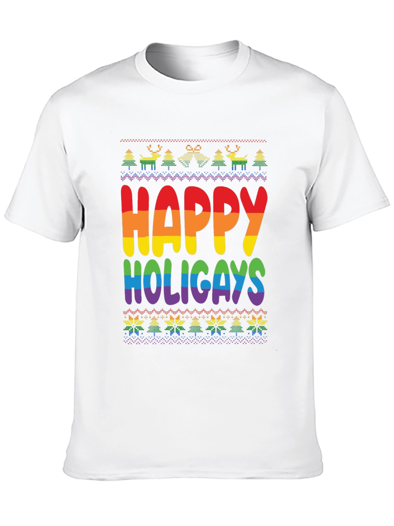 Black Happy Holigays Rainbow Knit T-Shirt view 10