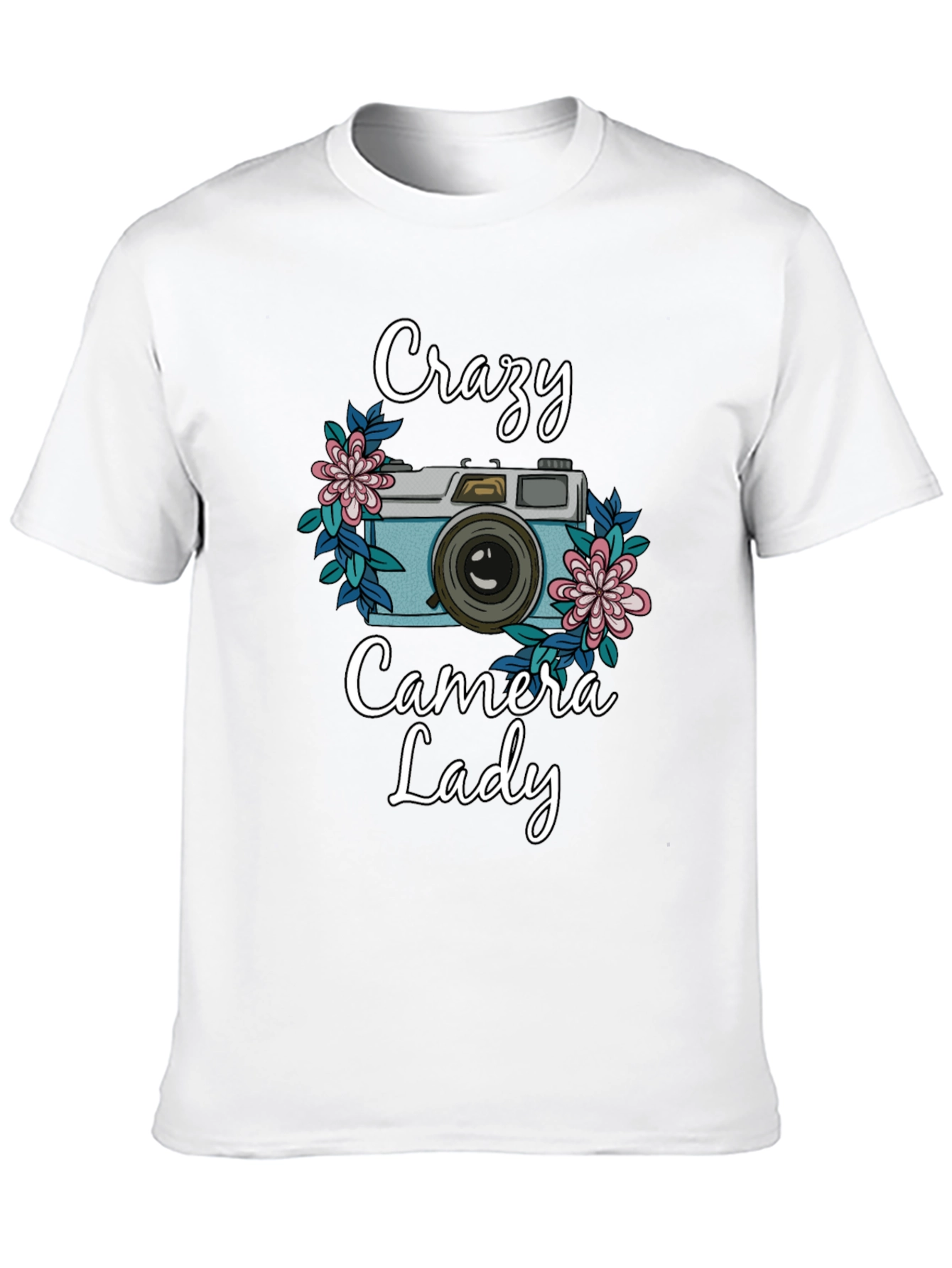 Black Crazy Camera Lady T-Shirt - Photography Lover Tee view 10