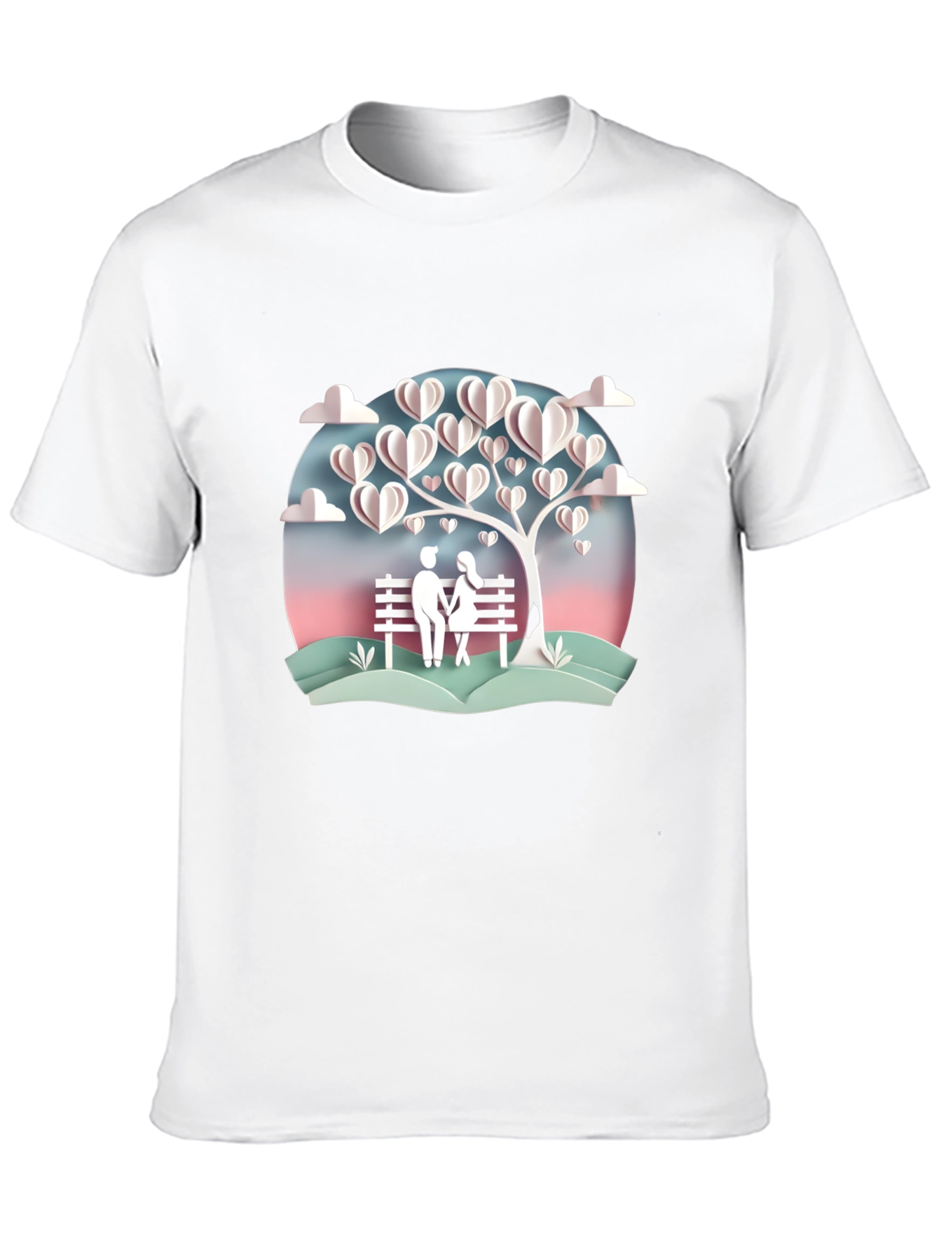 Black Romantic Couple Under Heart Tree Graphic Tee view 10