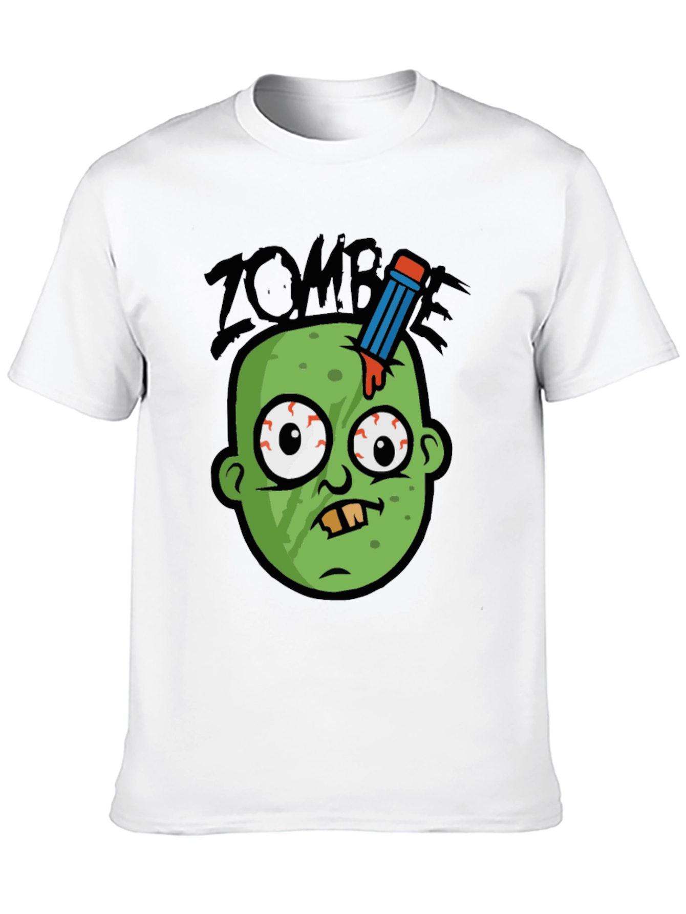 Black Zombie Pencil Head Men's Graphic Tee view 10