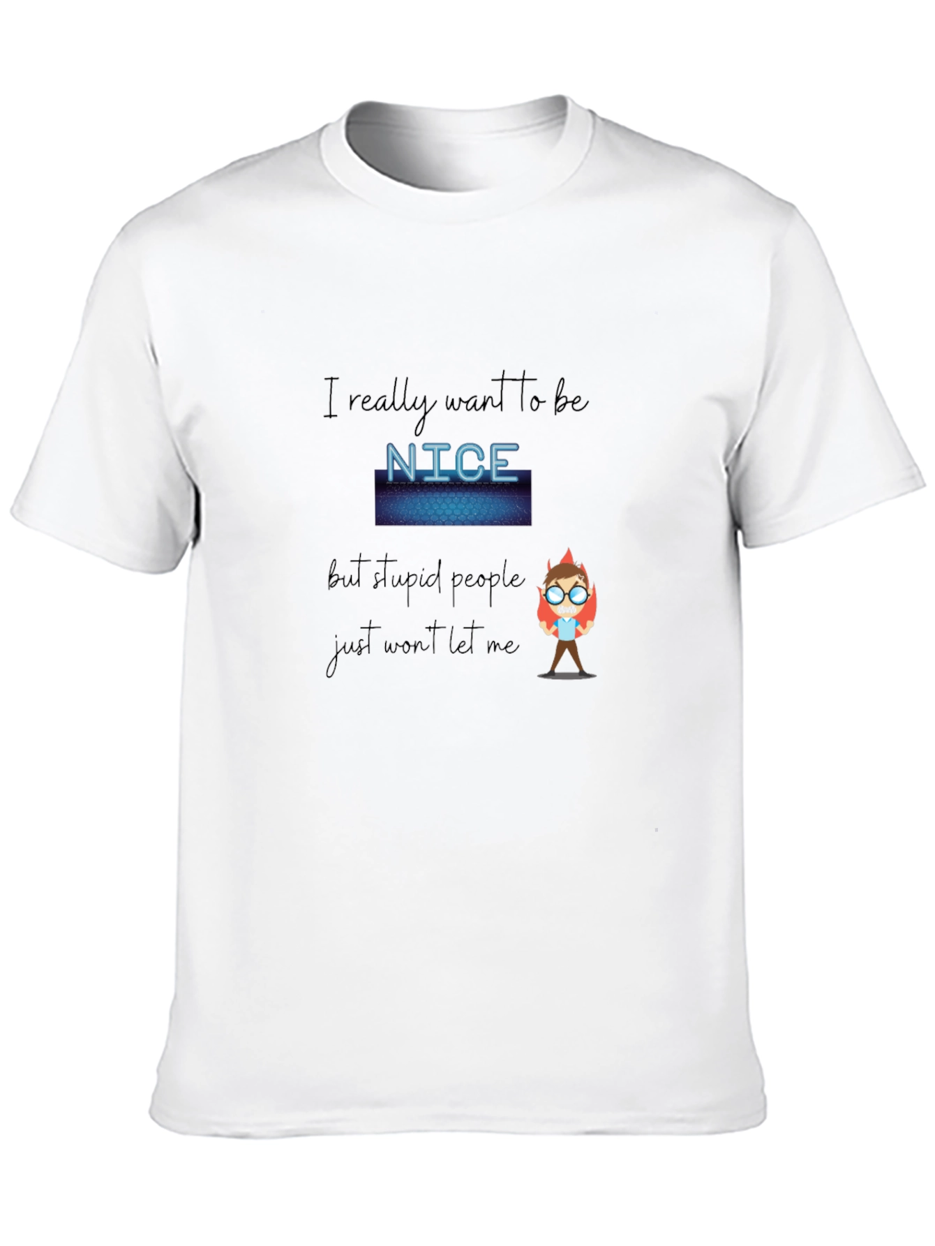 Black Funny "Nice" Graphic Print Black Tee view 10