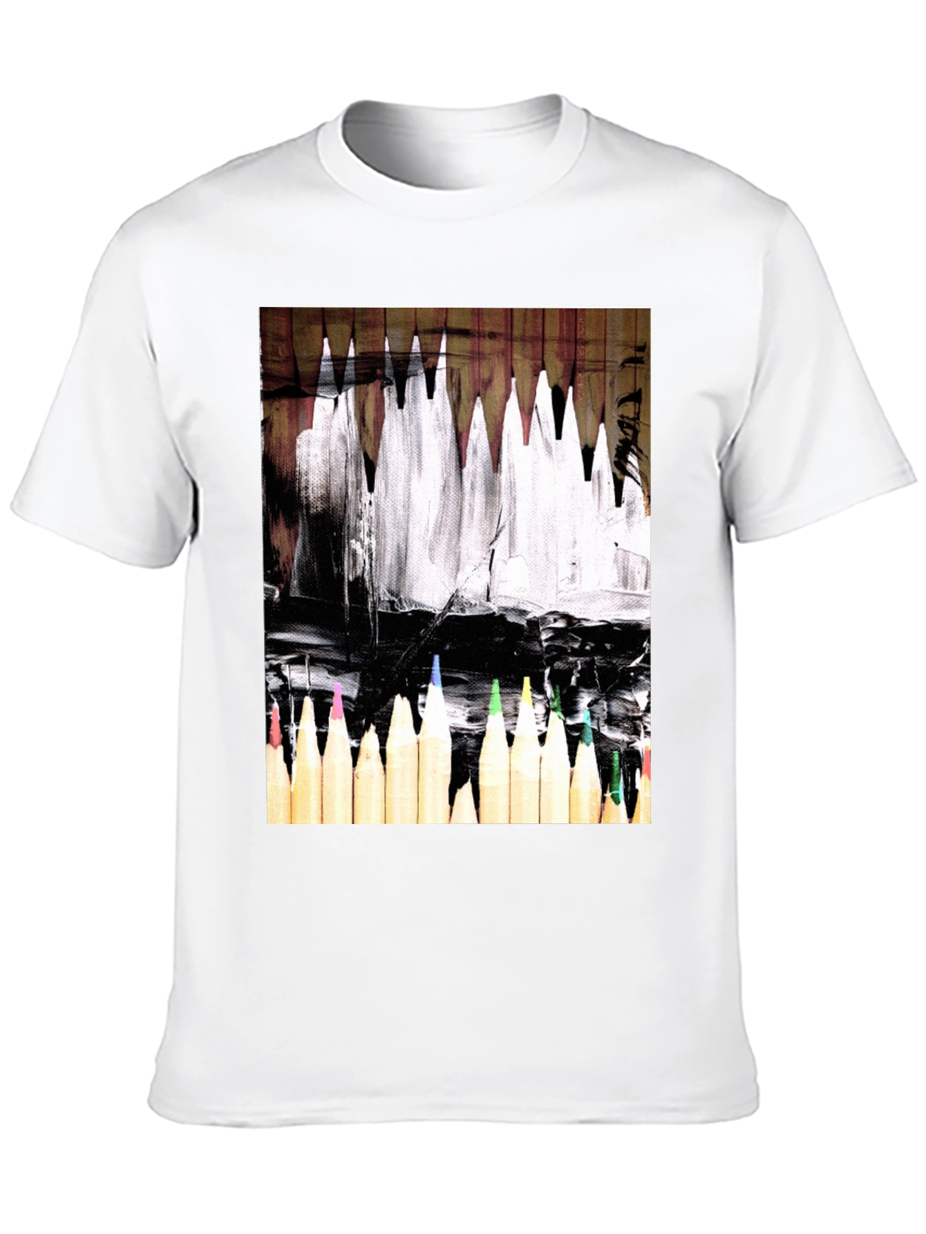Black Artistic Color Pencil Graphic Tee - Black view 10
