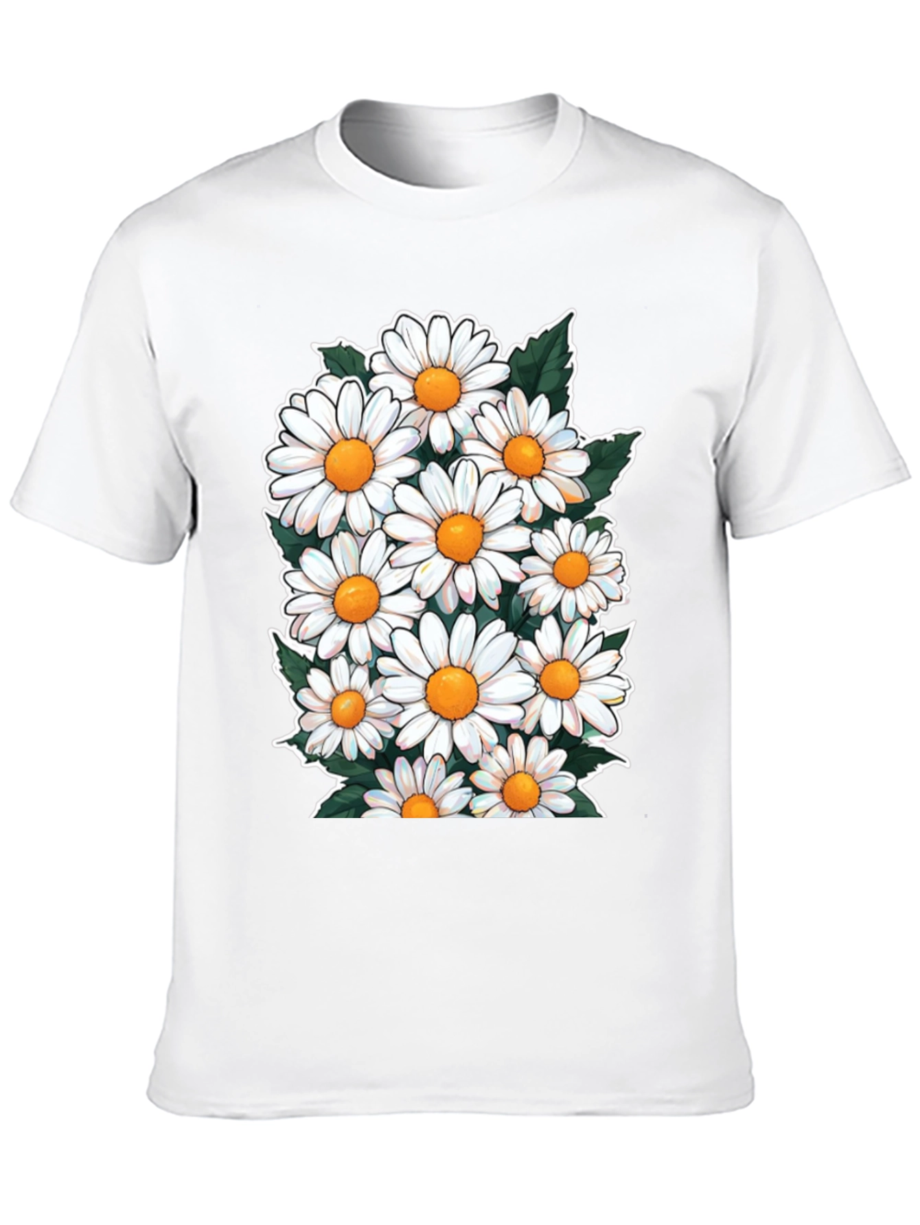 Black Daisy Flower Graphic T-Shirt - Floral Crew Neck Tee view 10