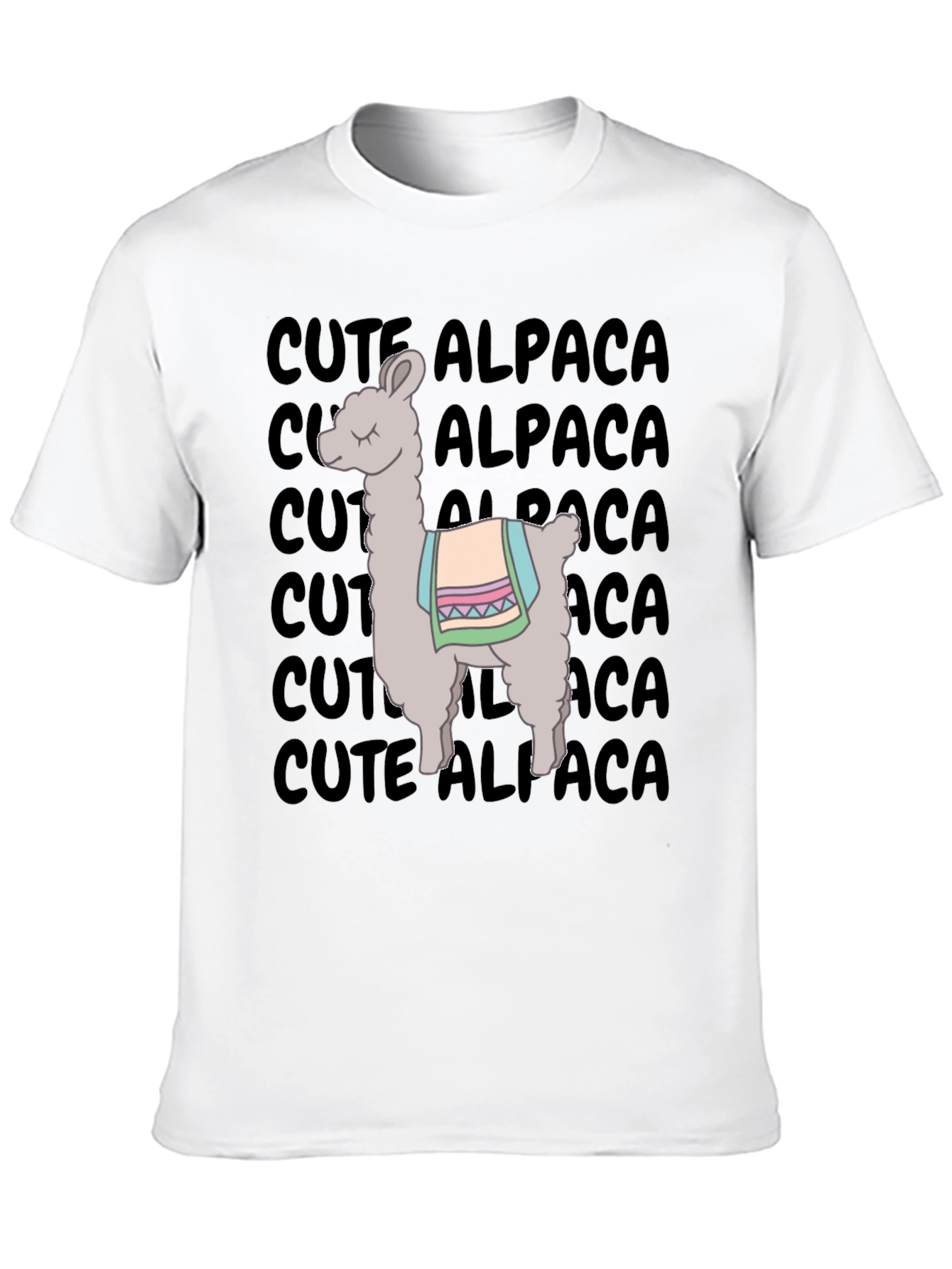 Black Cute Alpaca Graphic T-Shirt - Unisex Black Tee view 10