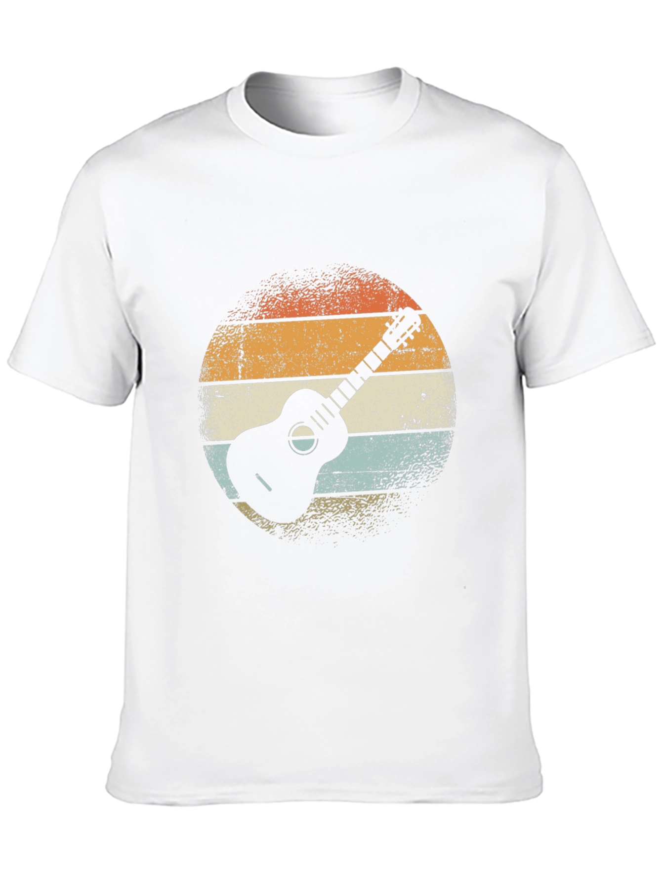 Black Retro Guitar Graphic Tee - Black Cotton T-Shirt view 10