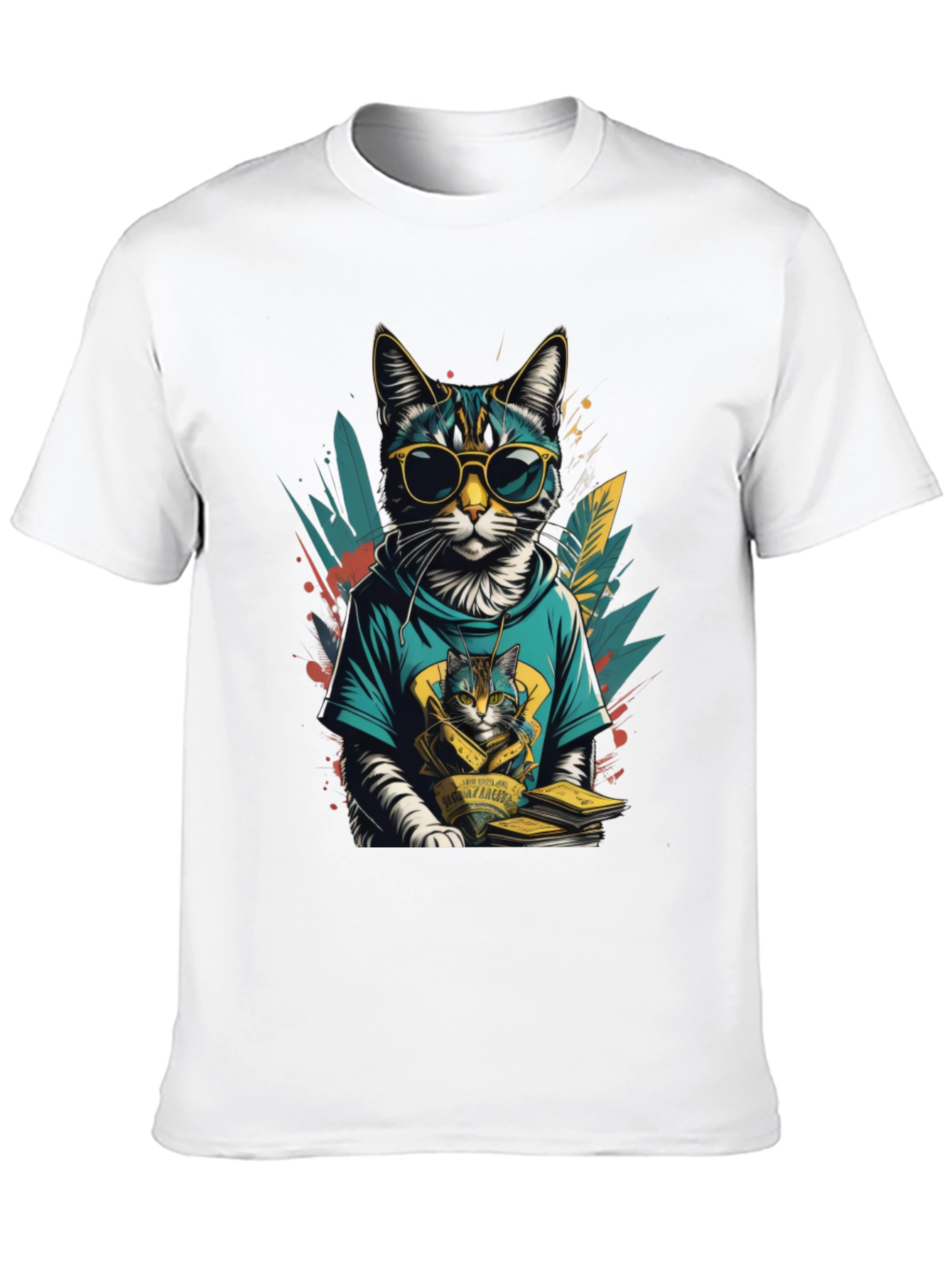 Black Cool Cat Graphic Tee - Stylish & Unique view 10