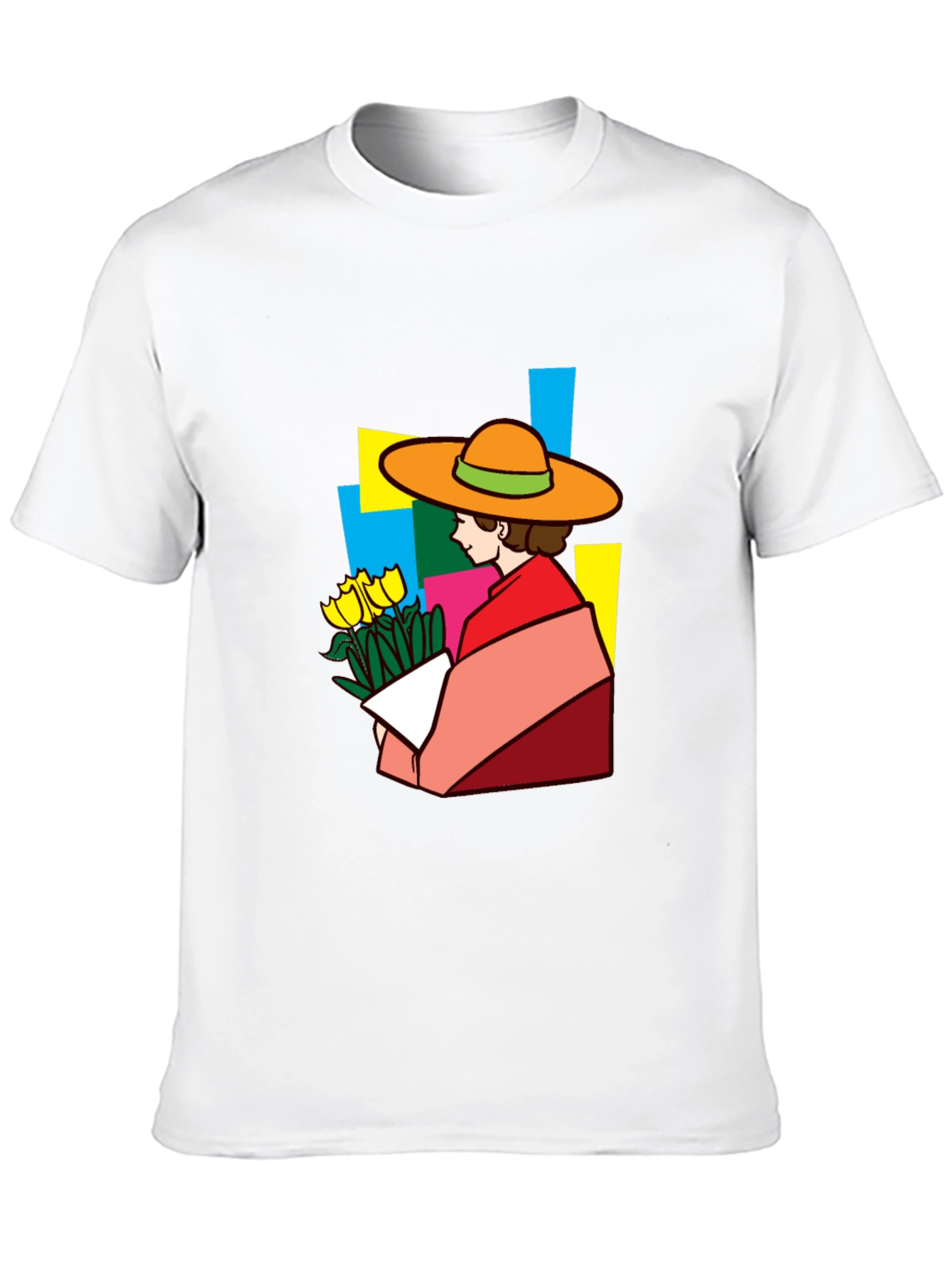 Black Stylish Graphic Tee - Woman with Flowers view 10