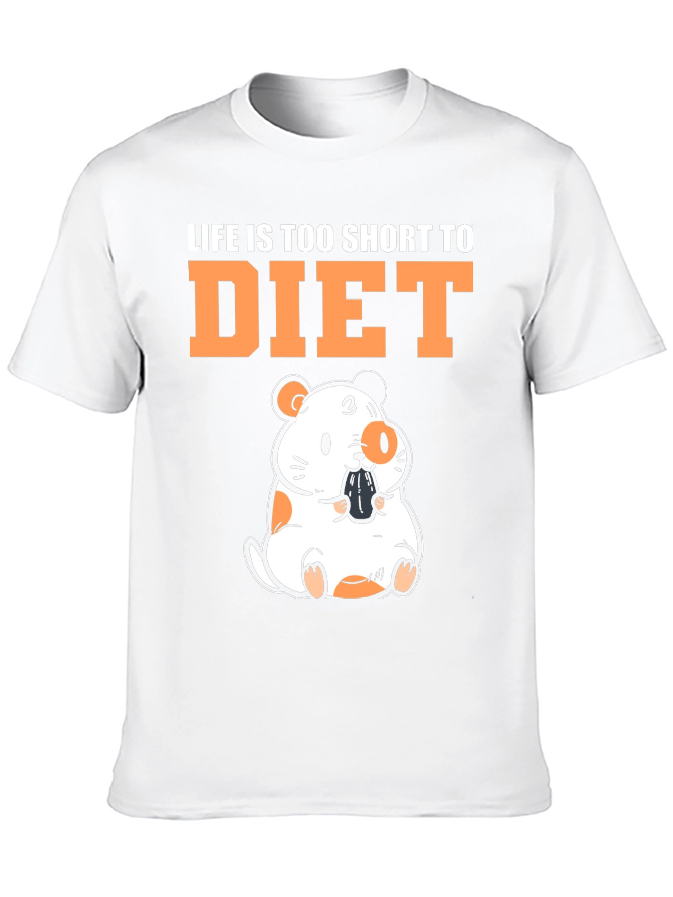 Black Funny Hamster "Life is Too Short to Diet" Black T-Shirt view 10