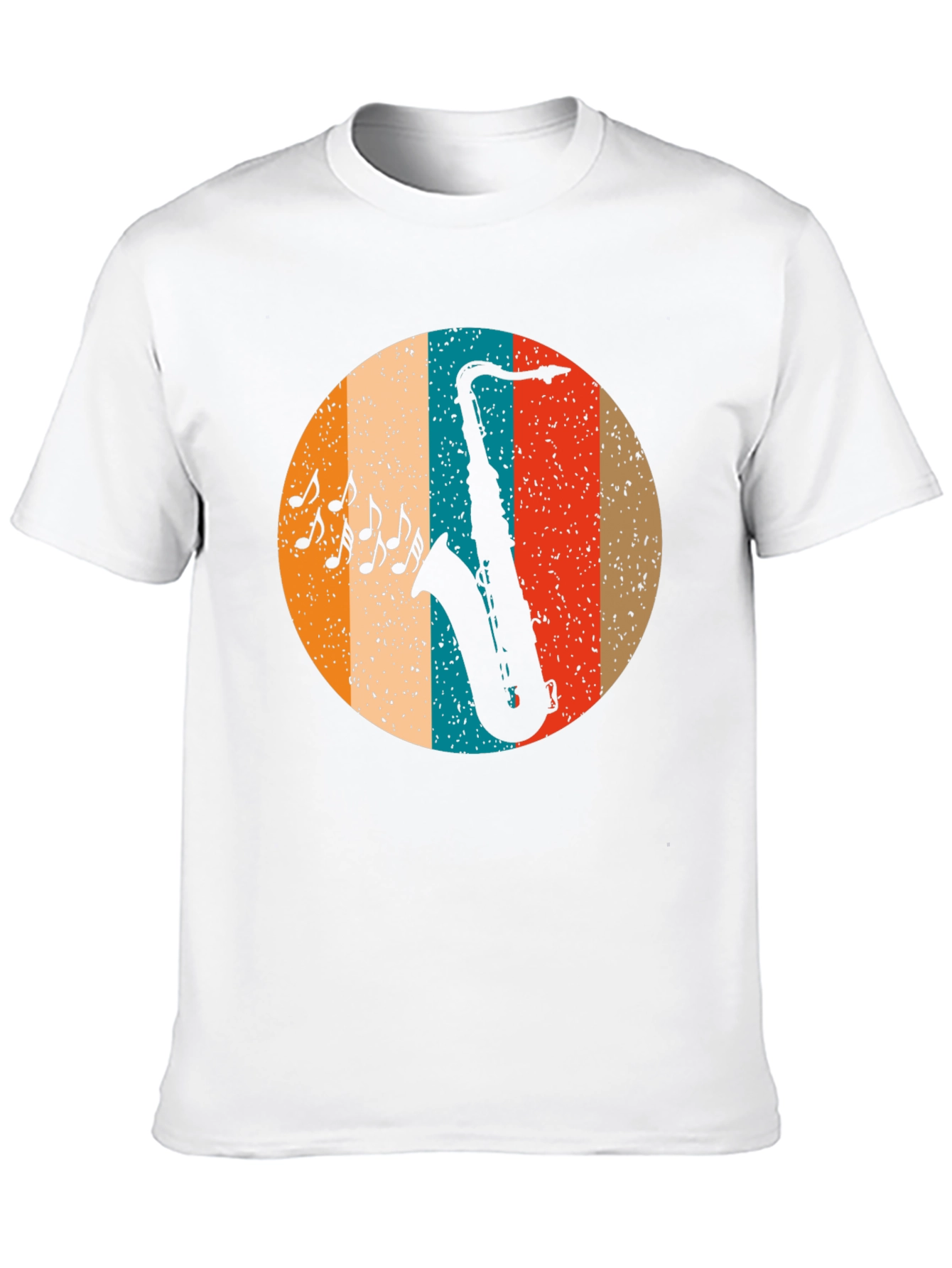 Black Retro Saxophone Music T-Shirt view 10