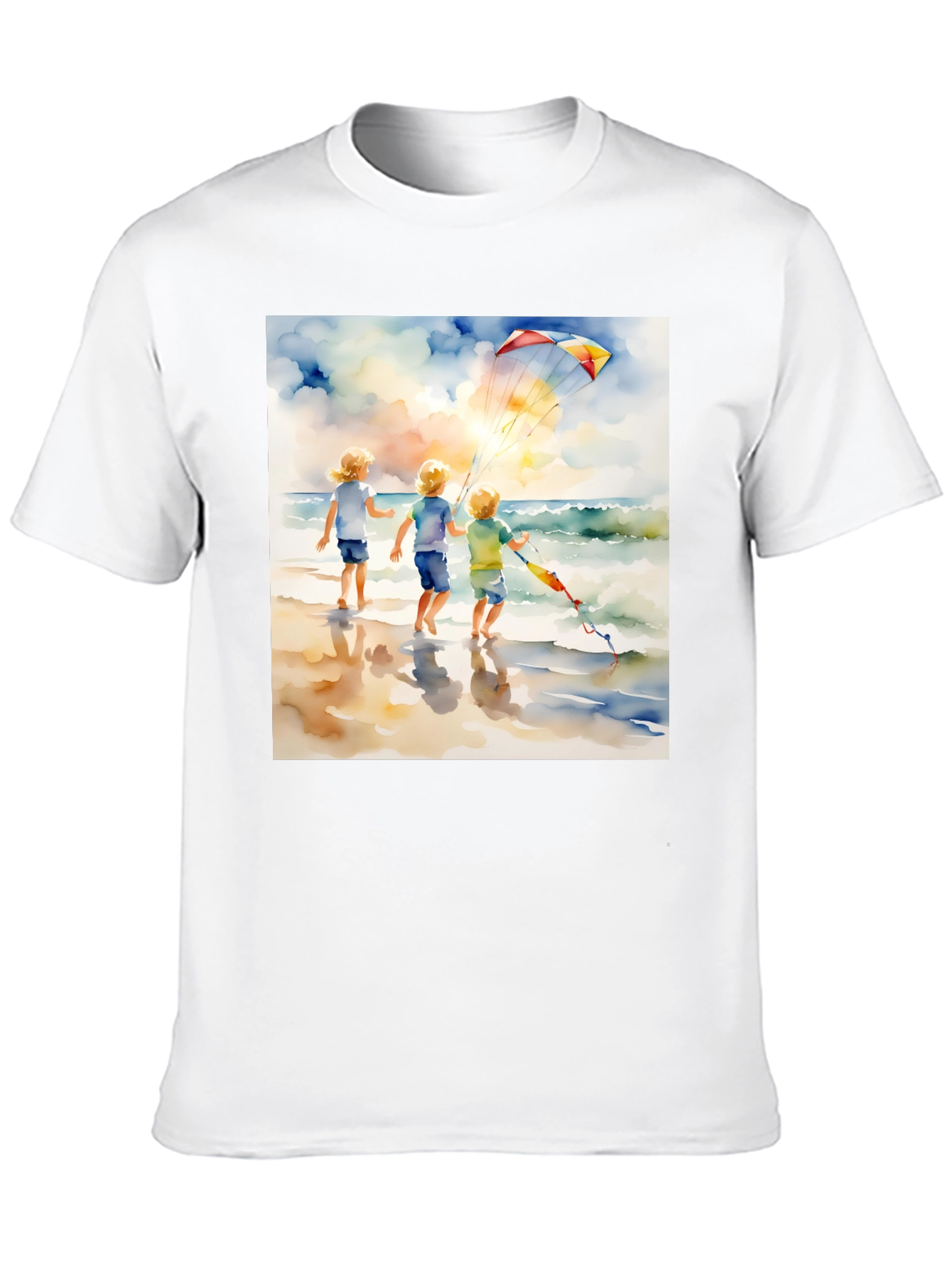 Black Watercolor Beach Kite T-Shirt view 10