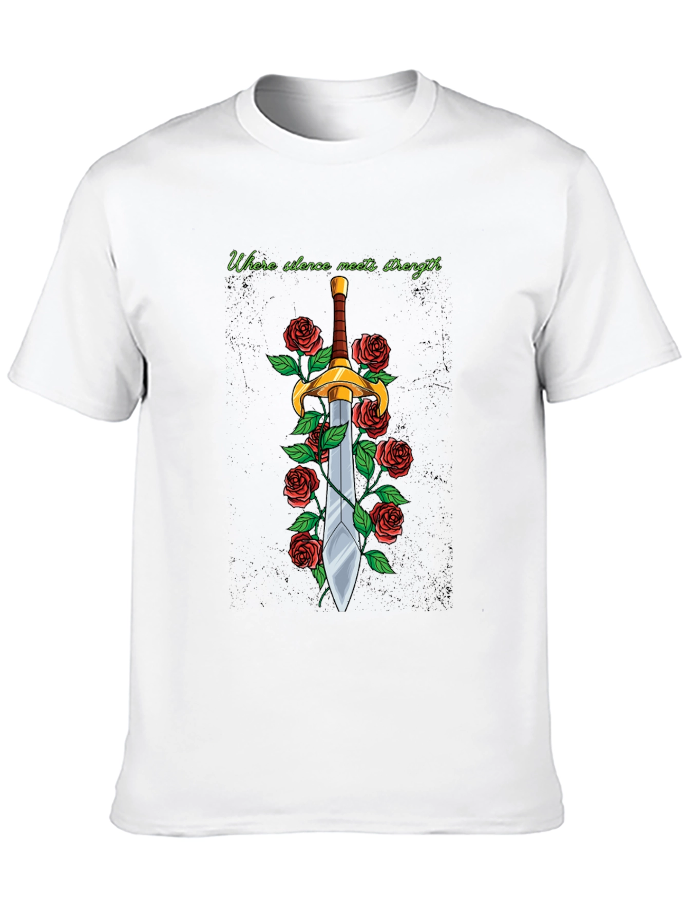 Black Sword and Roses Graphic Tee - Silence Meets Strength view 10