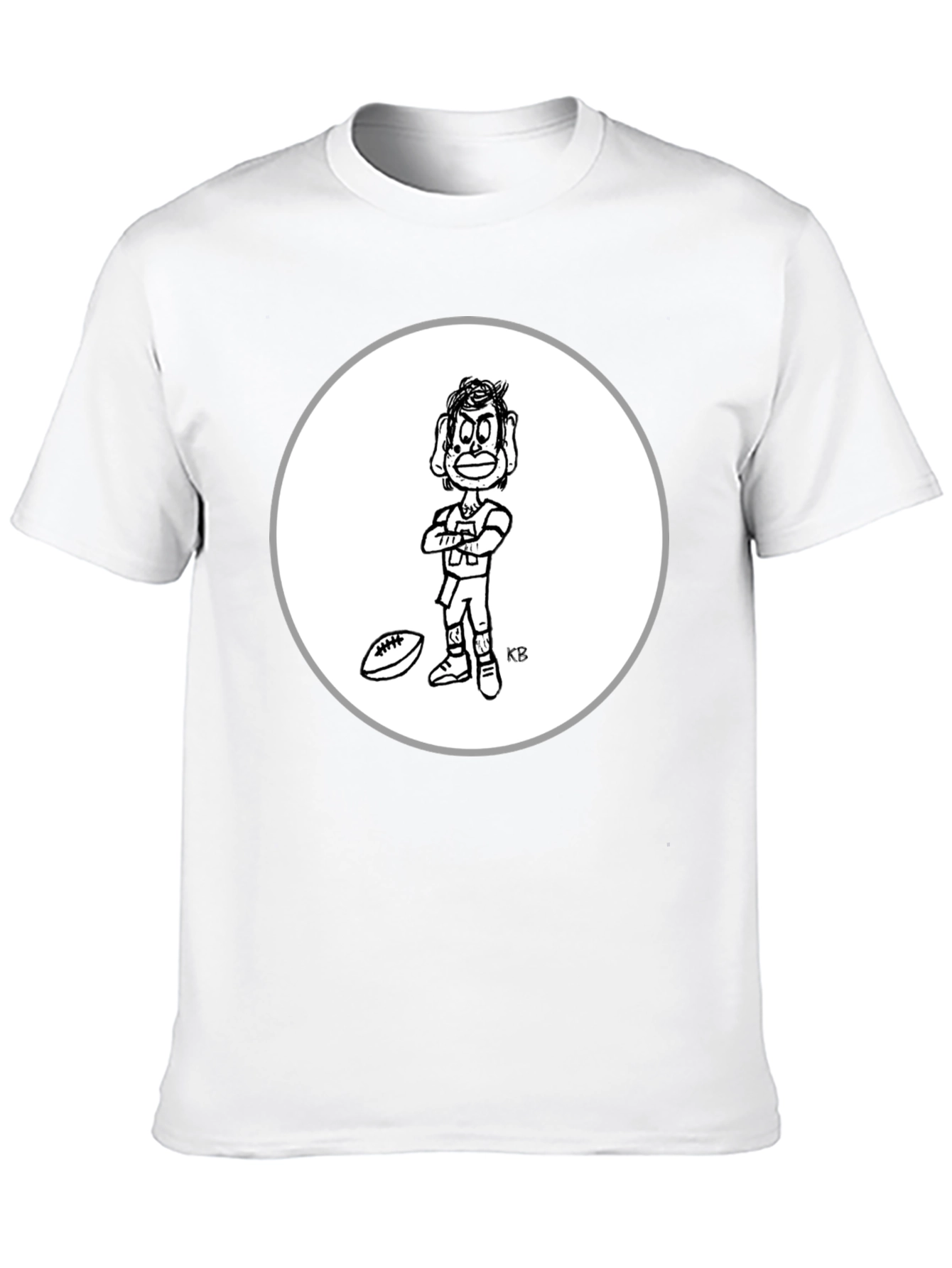 Black Cartoon Football Player Black T-Shirt view 10