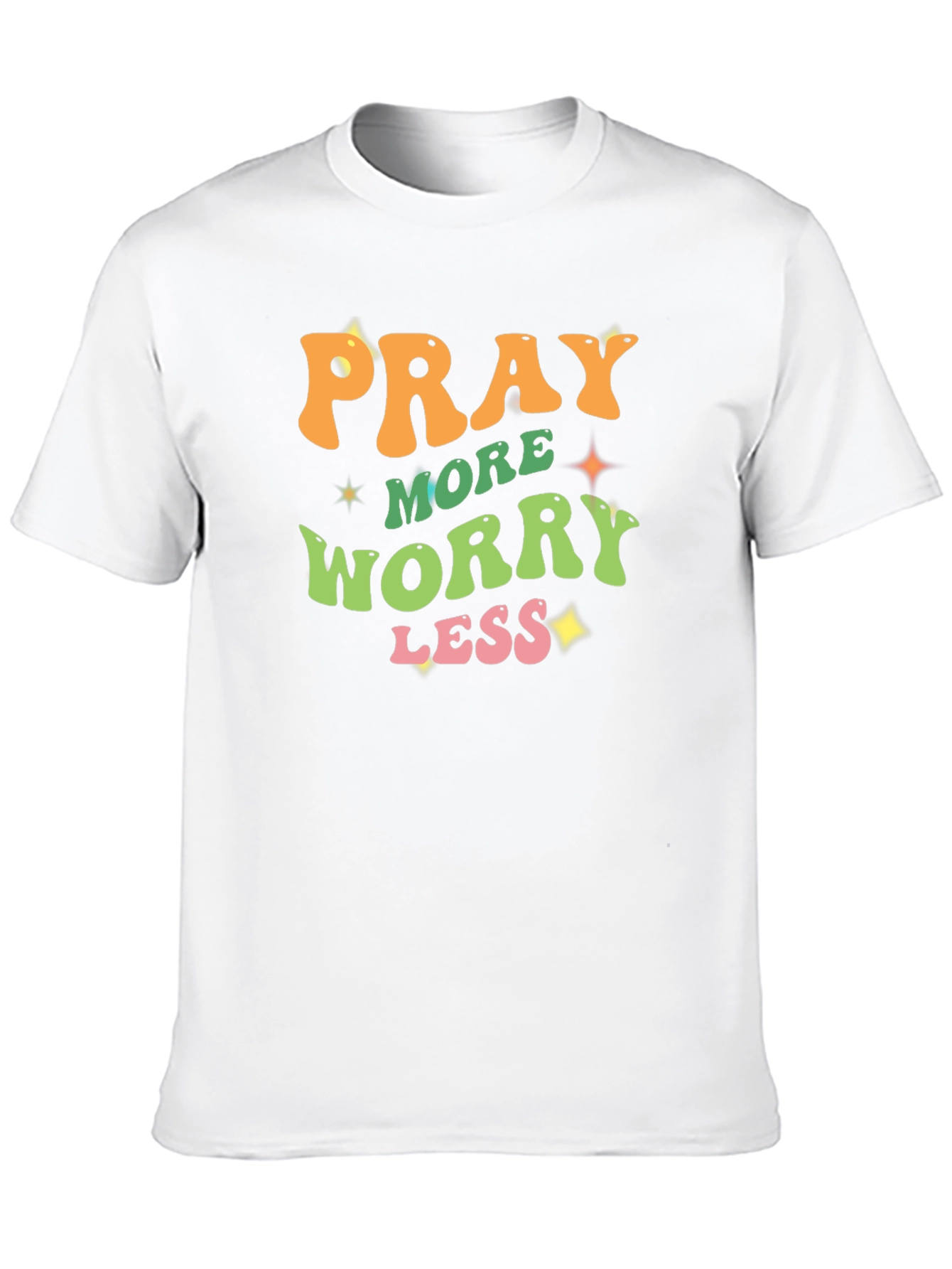 Black Pray More Worry Less Black T-Shirt view 10