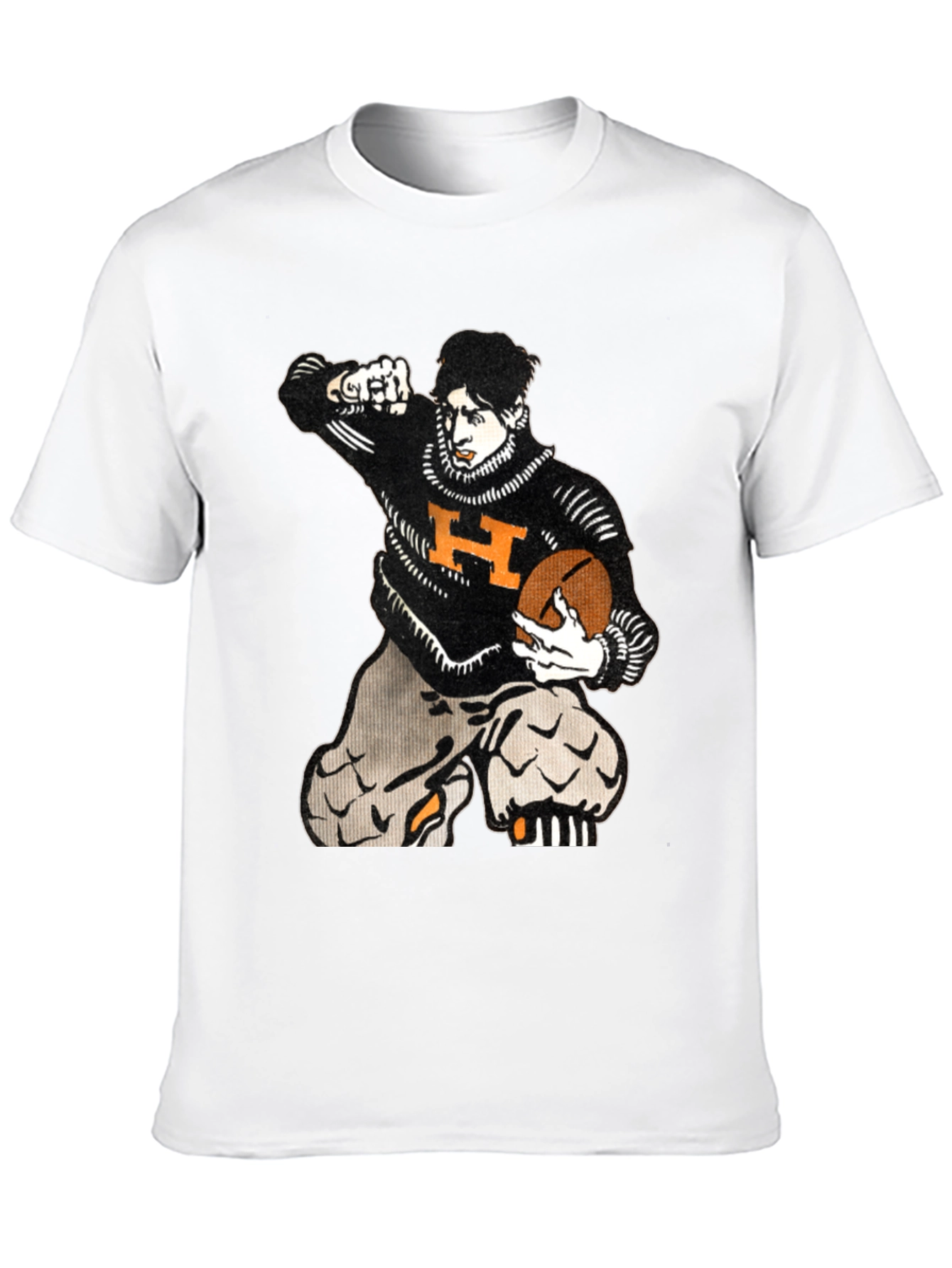 Black Vintage Football Player Graphic T-Shirt - Black view 10