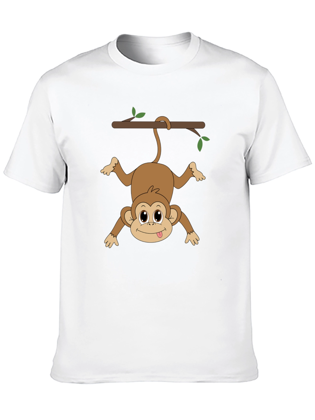 Black Funny Monkey Hanging From Branch Graphic T-Shirt view 10