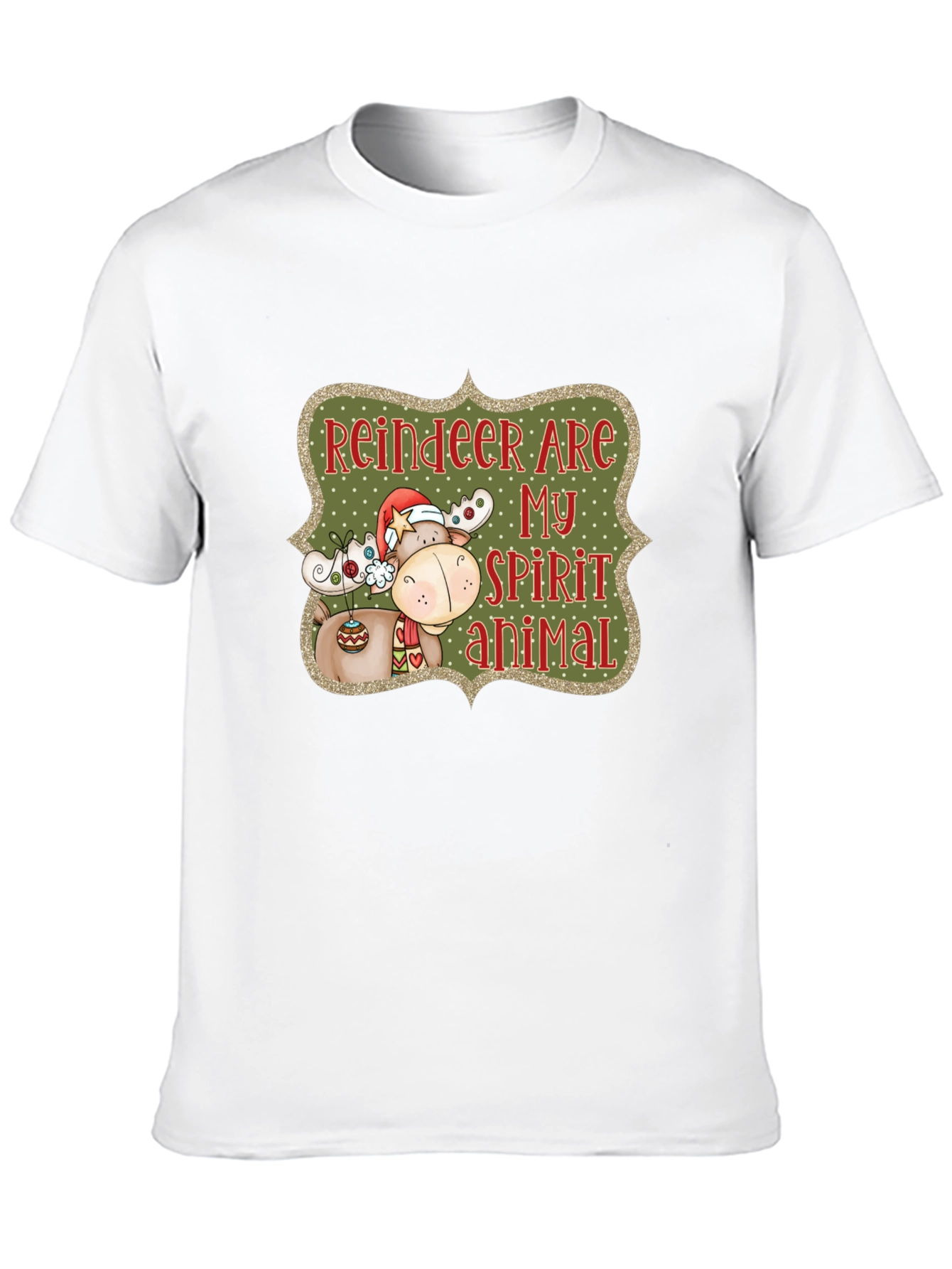 Black Reindeer Spirit Animal Christmas Graphic Tee view 10