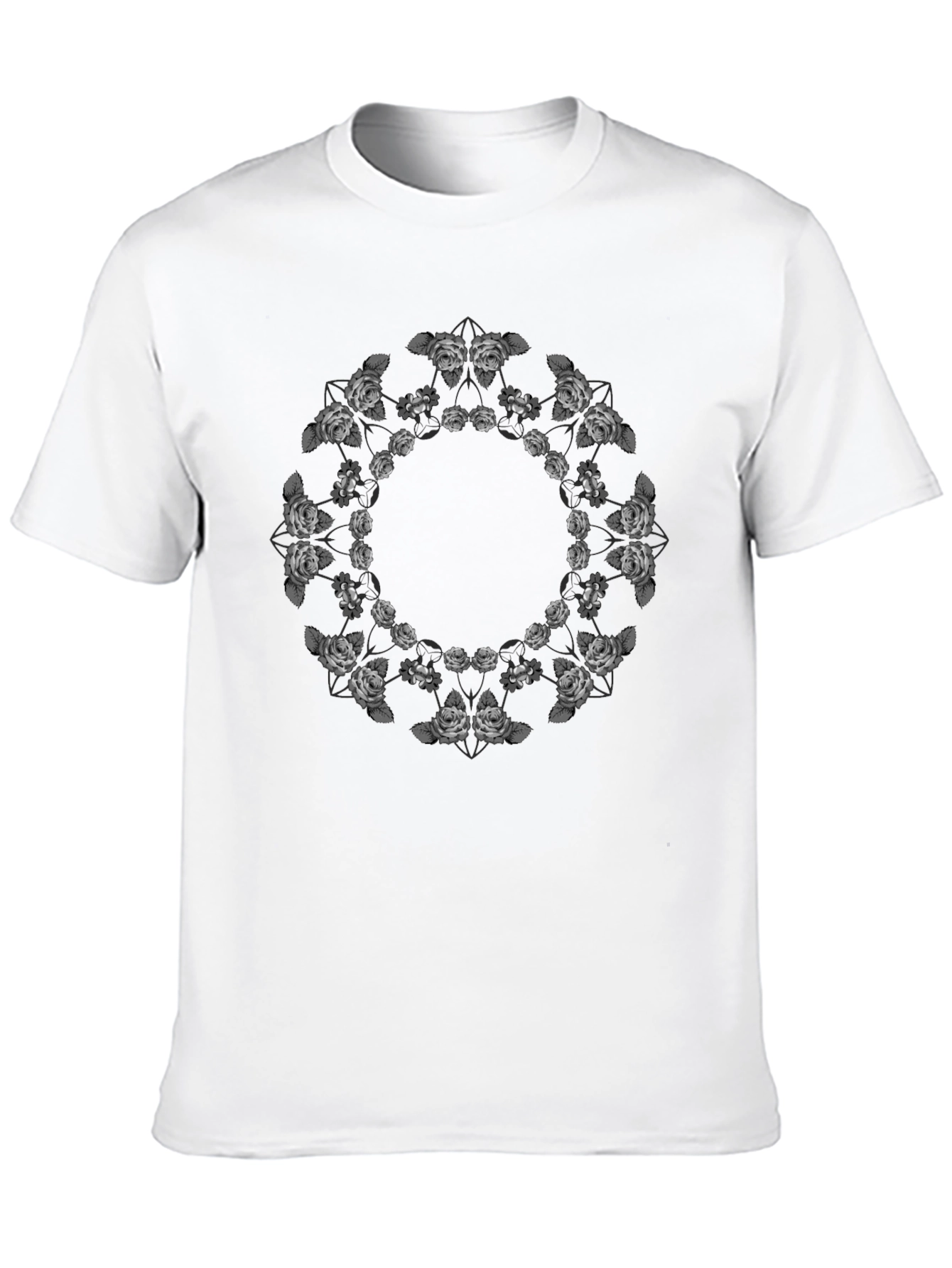 Black Black Floral Mandala T-Shirt view 10