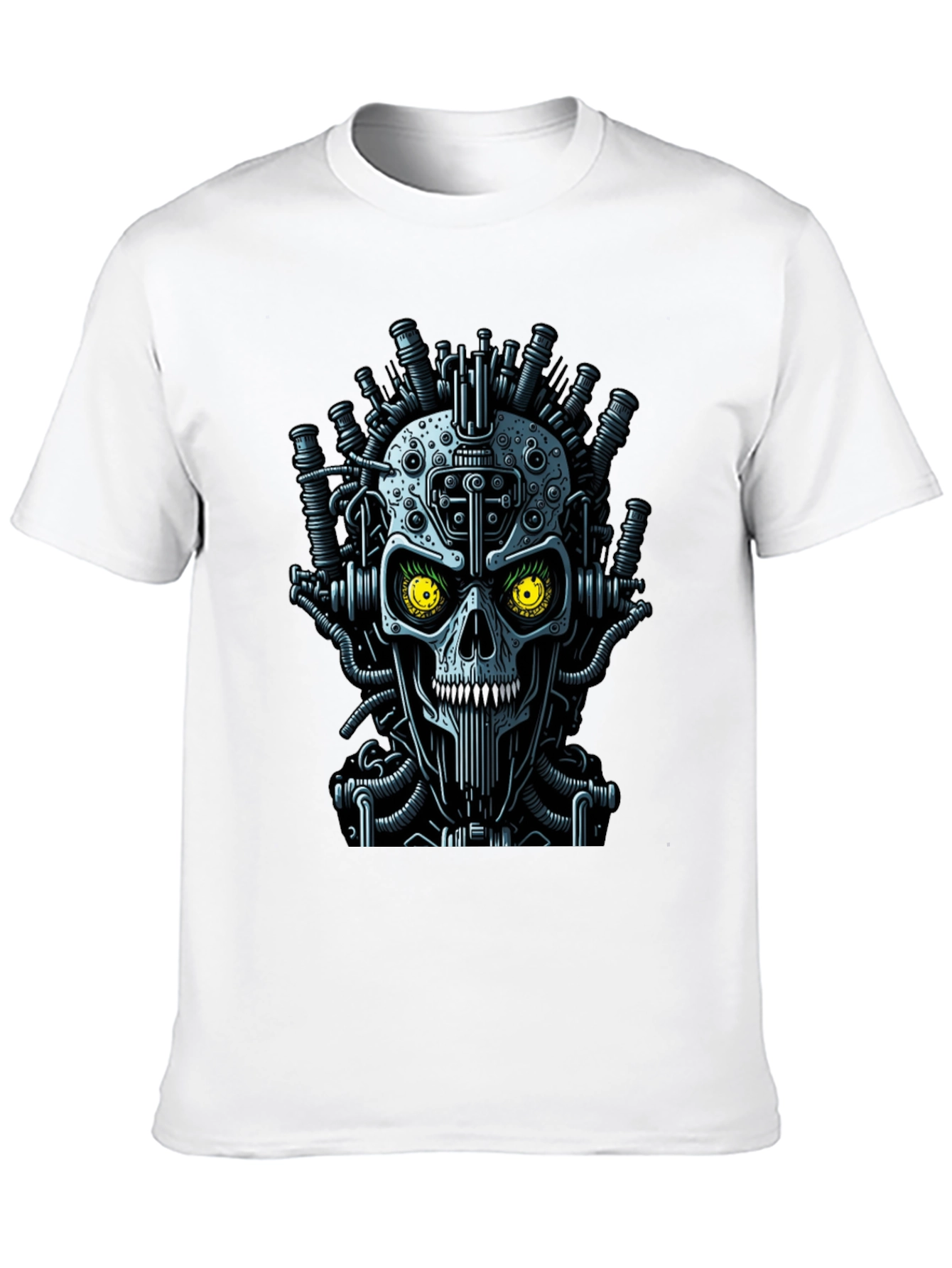 Black Steampunk Skull Graphic T-Shirt - Men's Crew Neck view 10