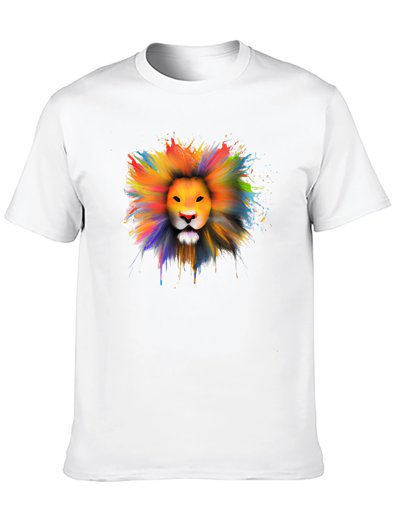Black Colorful Lion Graphic T-Shirt - Artistic Crew Neck Tee view 10