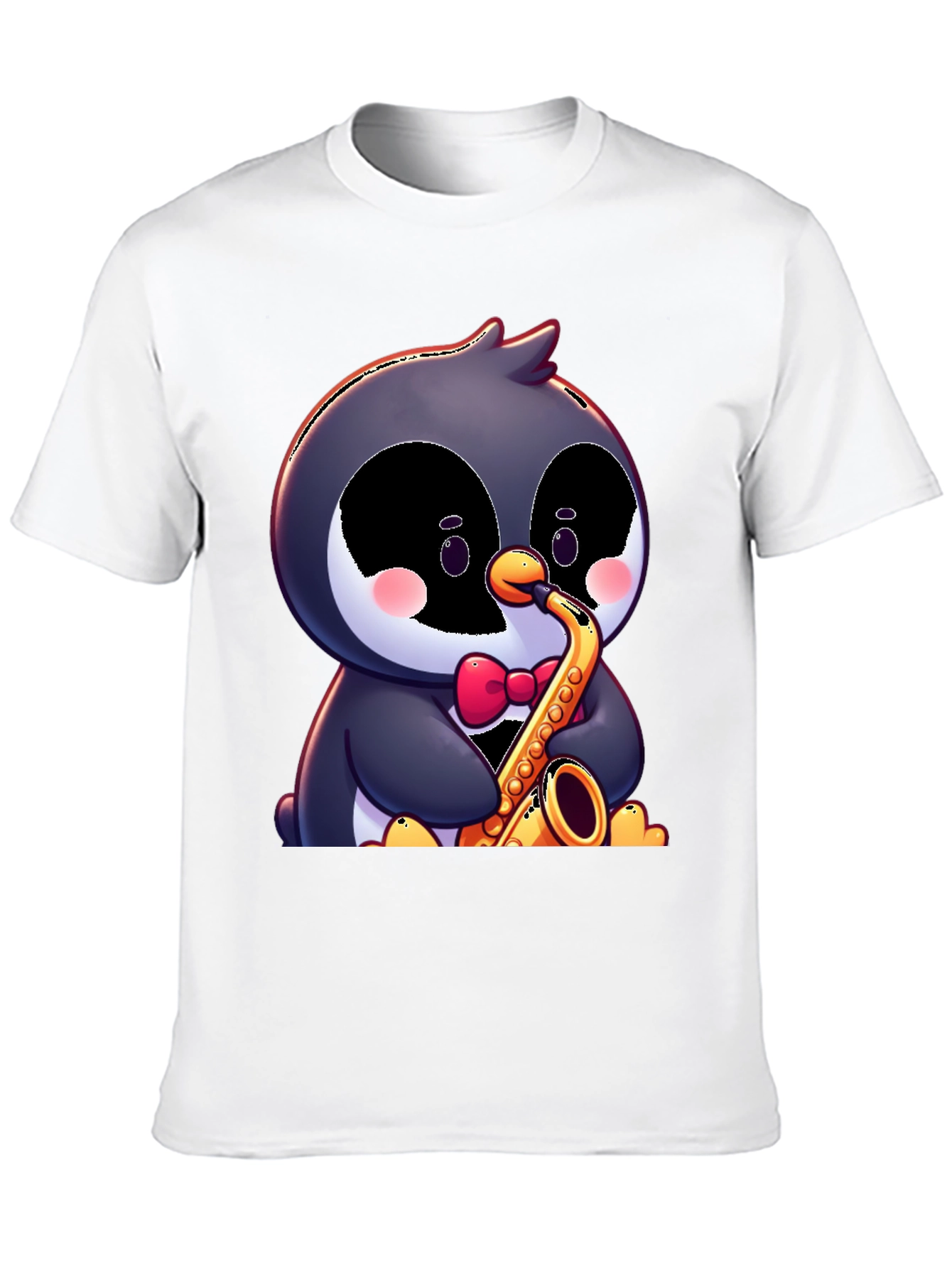 Black Penguin Saxophone T-Shirt - Fun Cartoon Design view 10