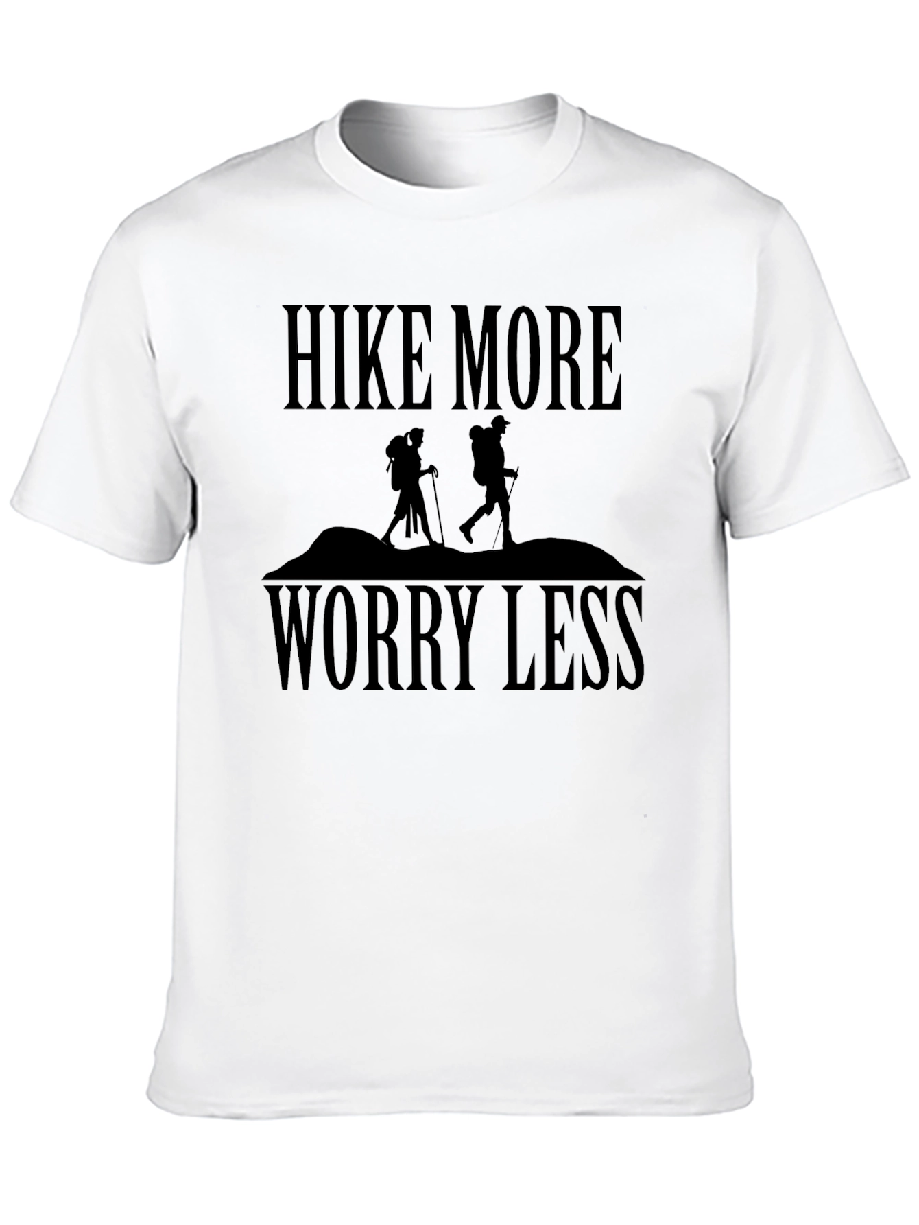 Black Hike More Worry Less Graphic Tee - Outdoor Adventure Shirt view 10