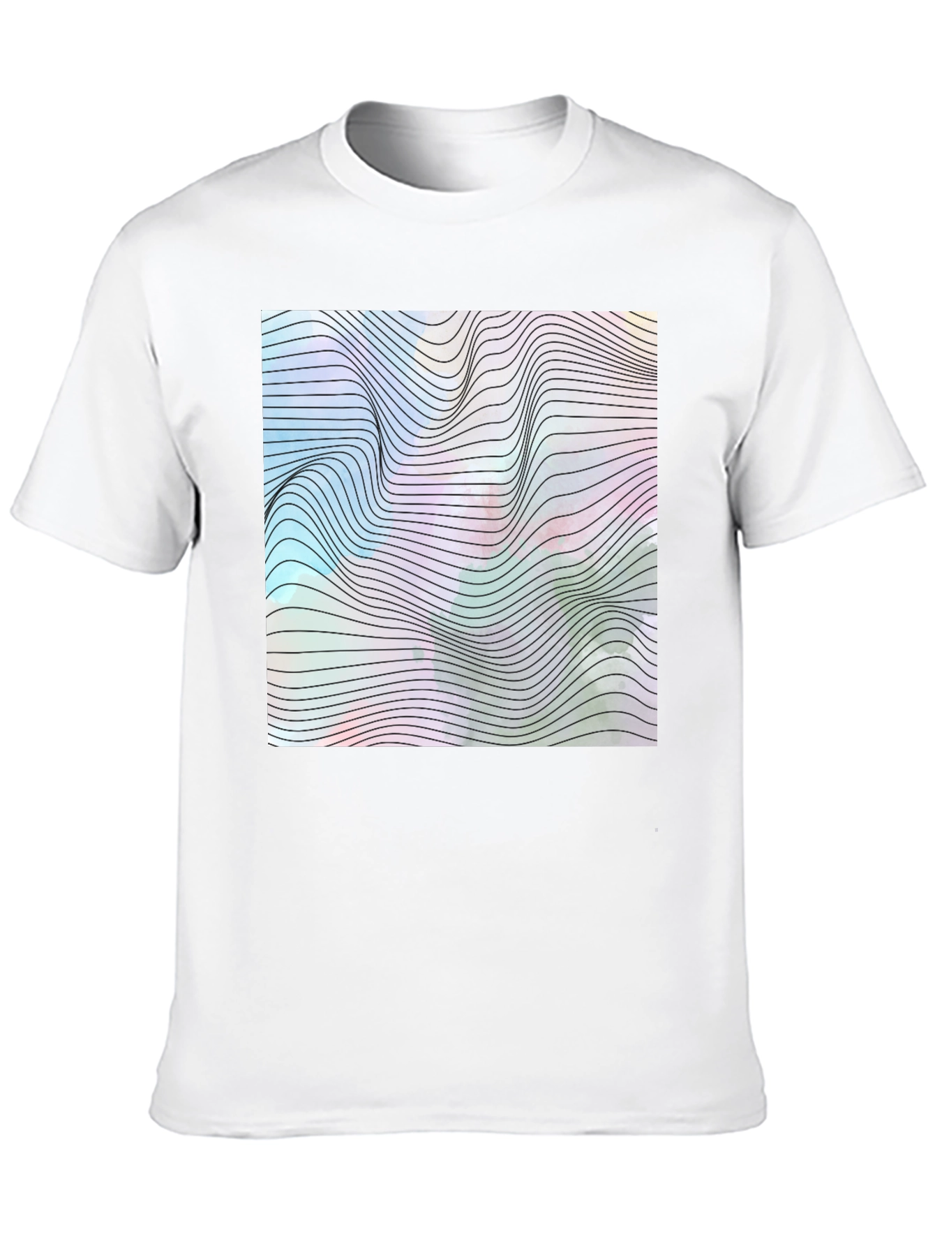 Black Abstract Wave Graphic Tee - Modern Black T-Shirt view 10