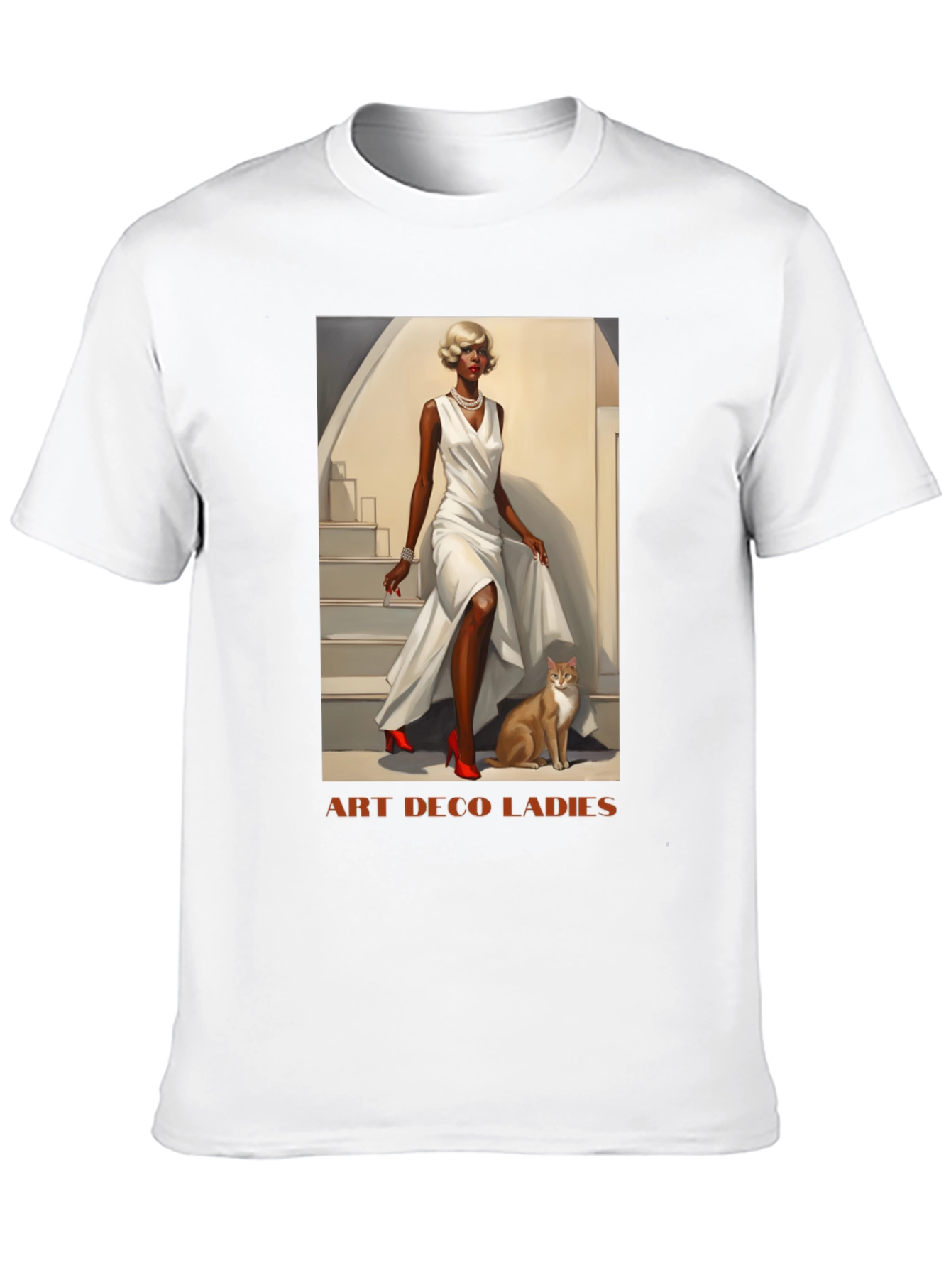 Black Art Deco Ladies Graphic T-Shirt view 10