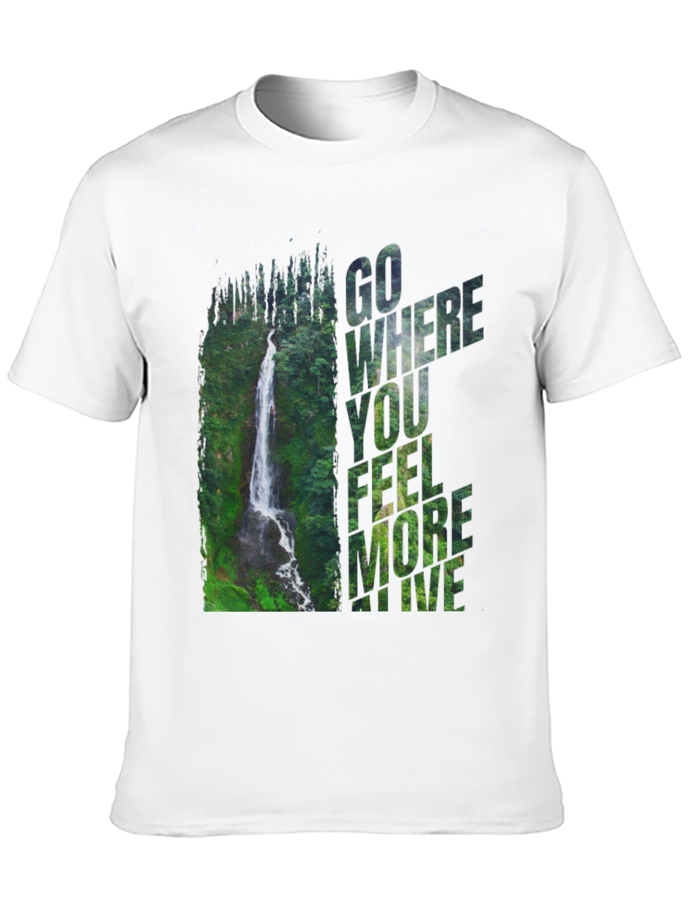 Black Waterfall Graphic Tee - 'Go Where You Feel More Alive' view 10