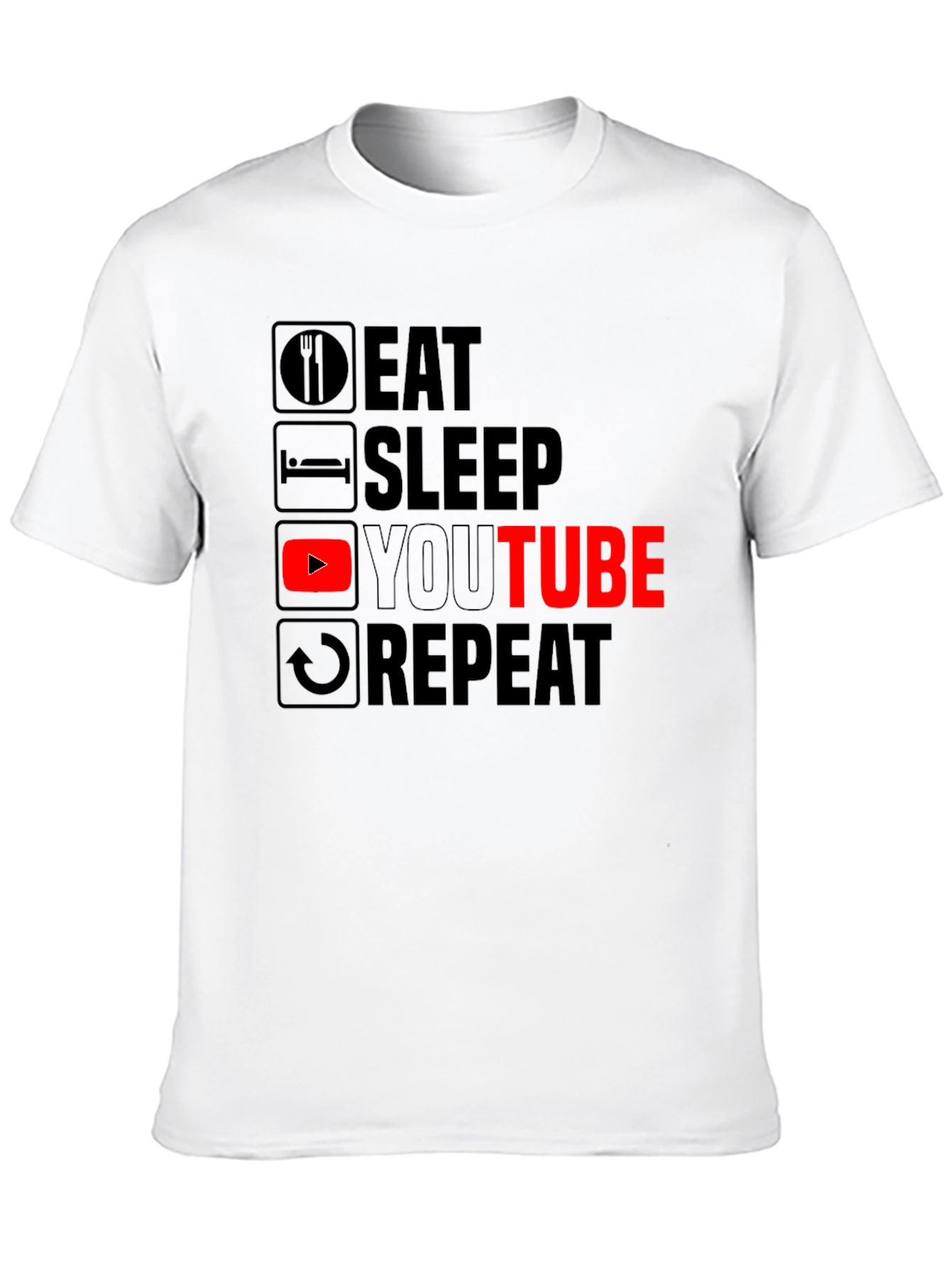 Black Eat Sleep YouTube Repeat Black Graphic Tee view 10