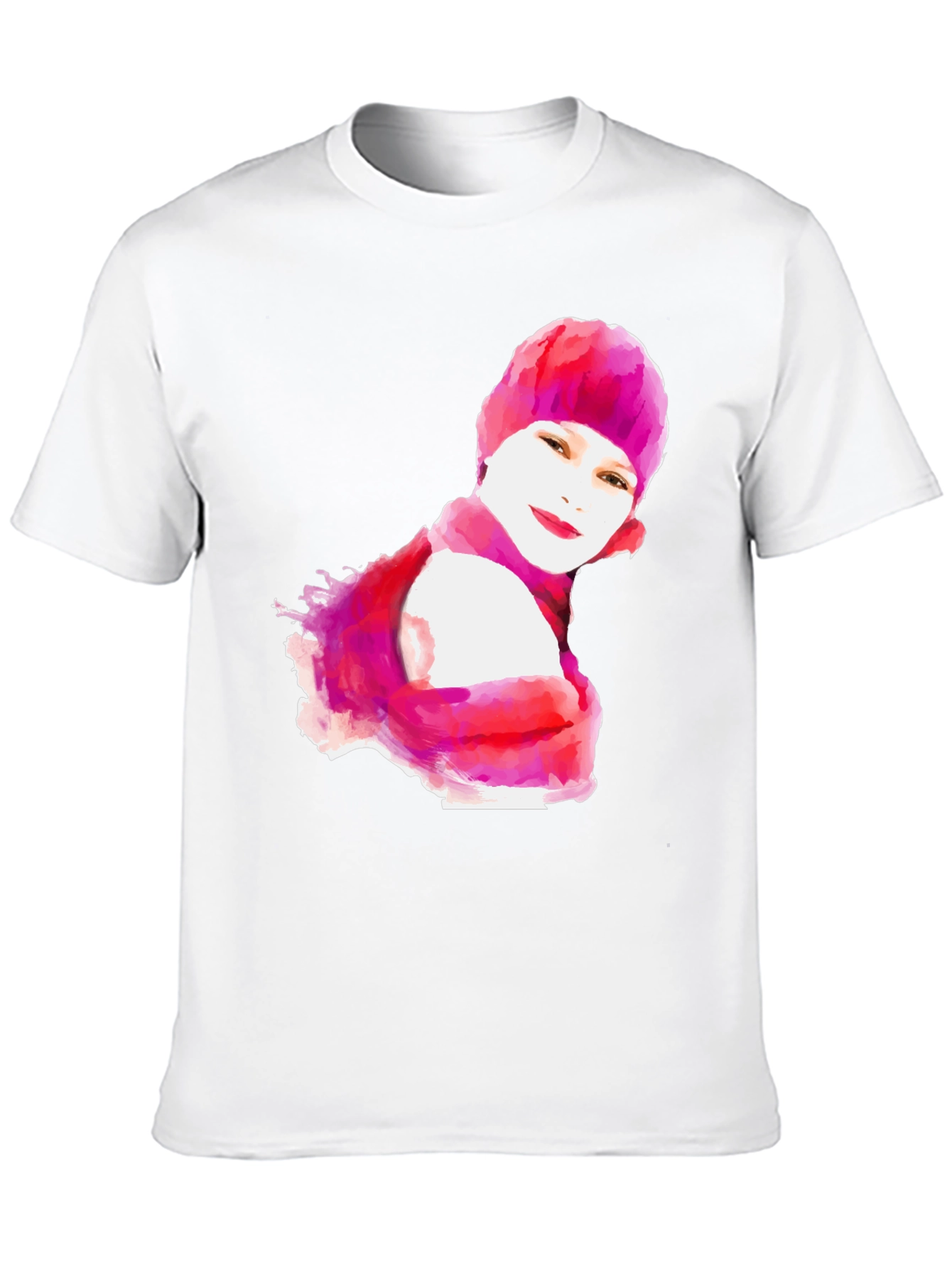 Watercolor Woman's Portrait Black T-Shirt - 10