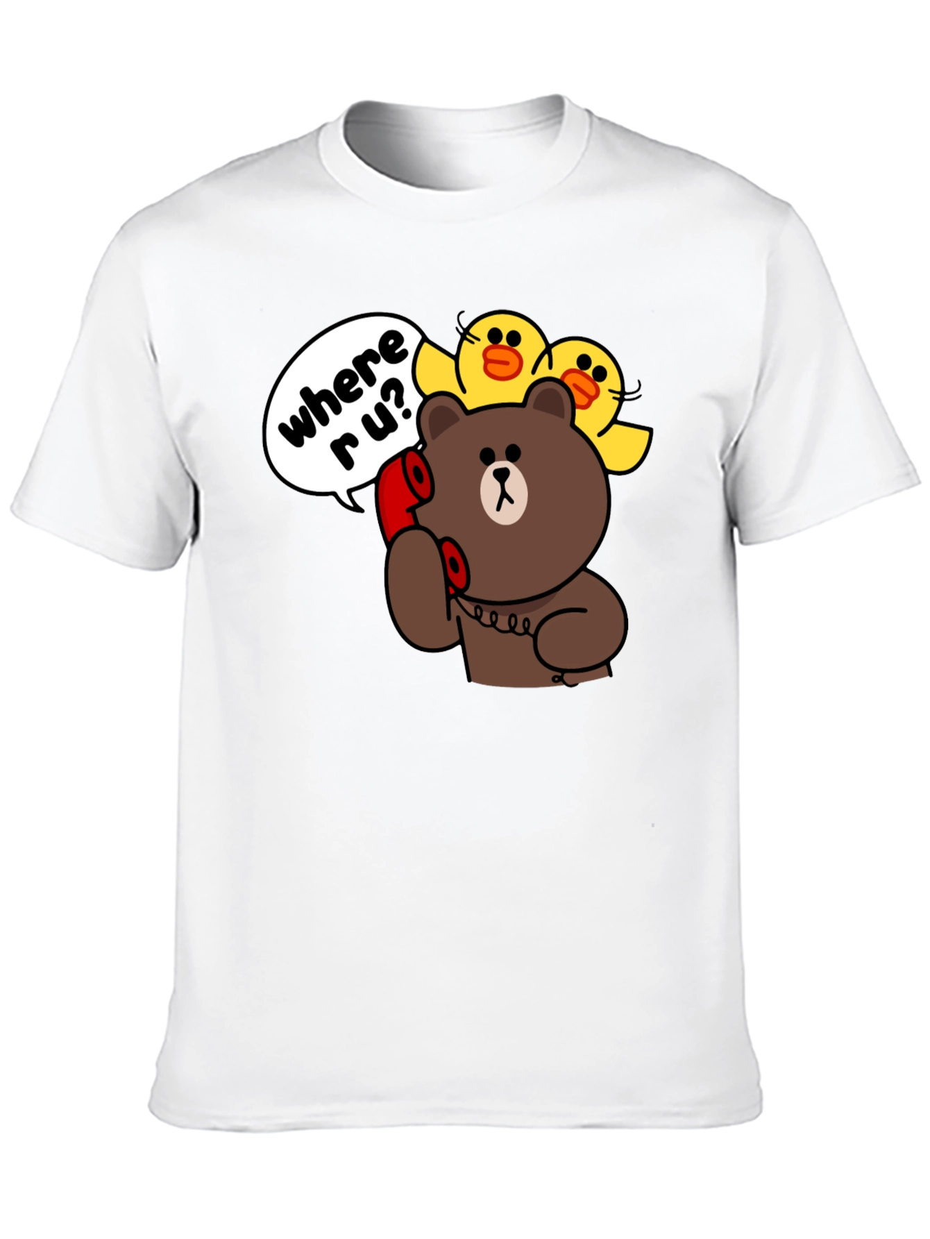Black Cartoon Bear & Duck Graphic T-Shirt view 10