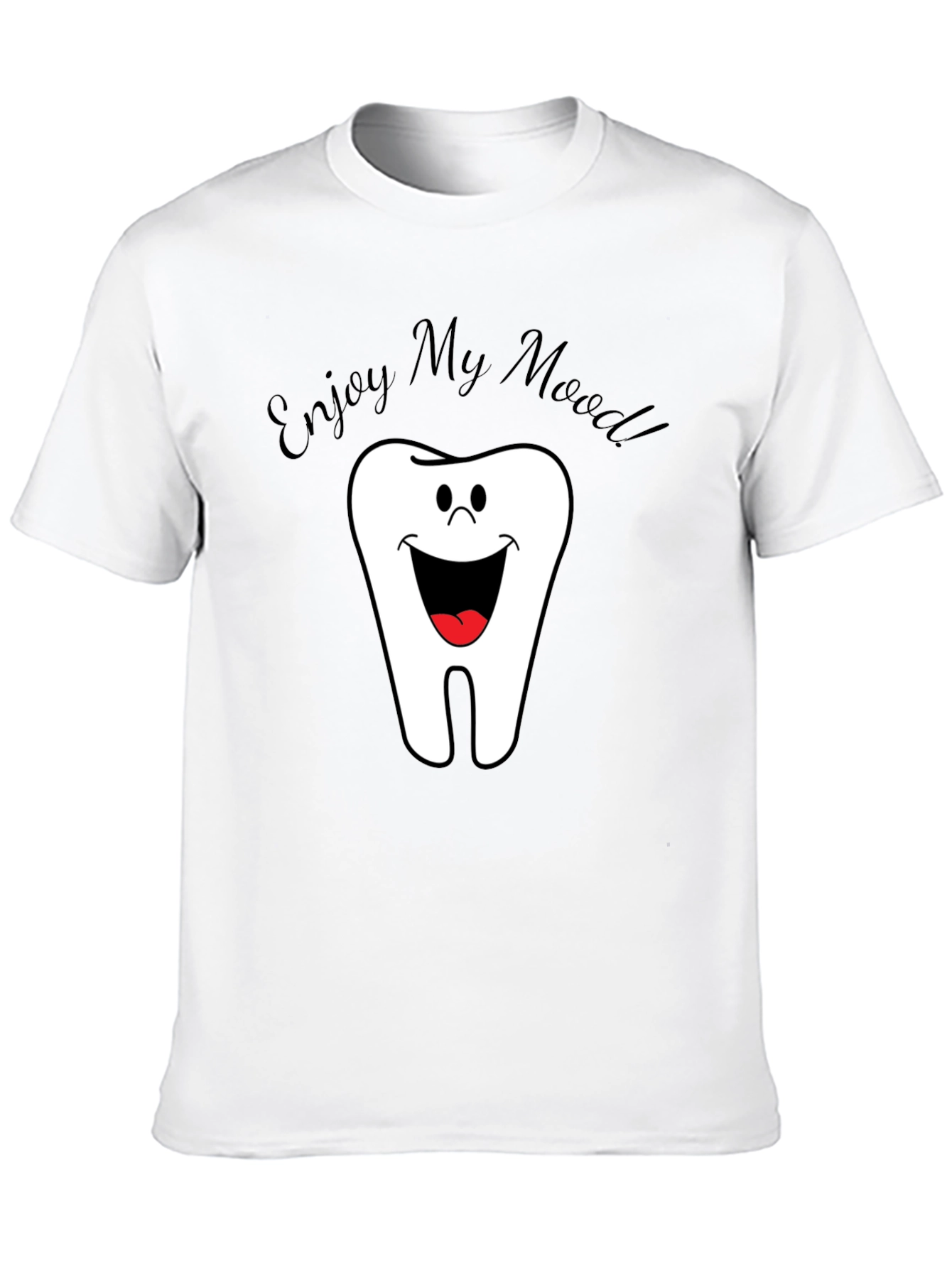 Black Funny Tooth Cartoon Men's Black T-Shirt view 10