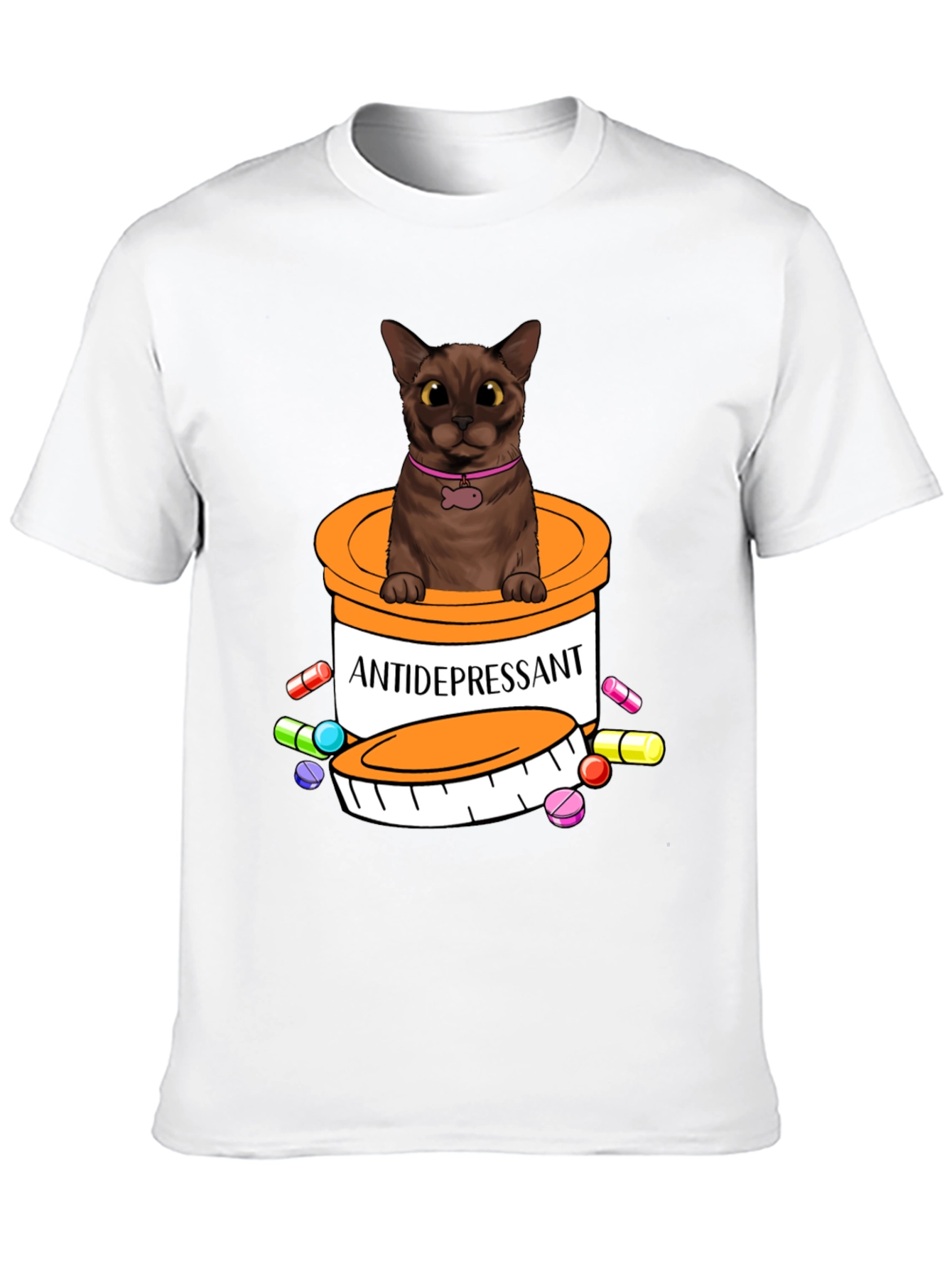 Black Cat Antidepressant Pill Bottle Graphic Tee view 10