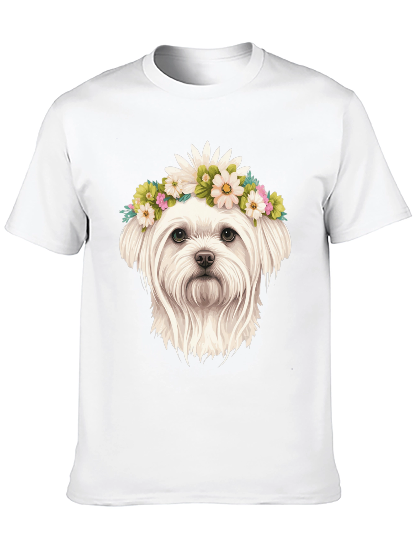 Black Dog with Floral Crown Black T-Shirt view 10
