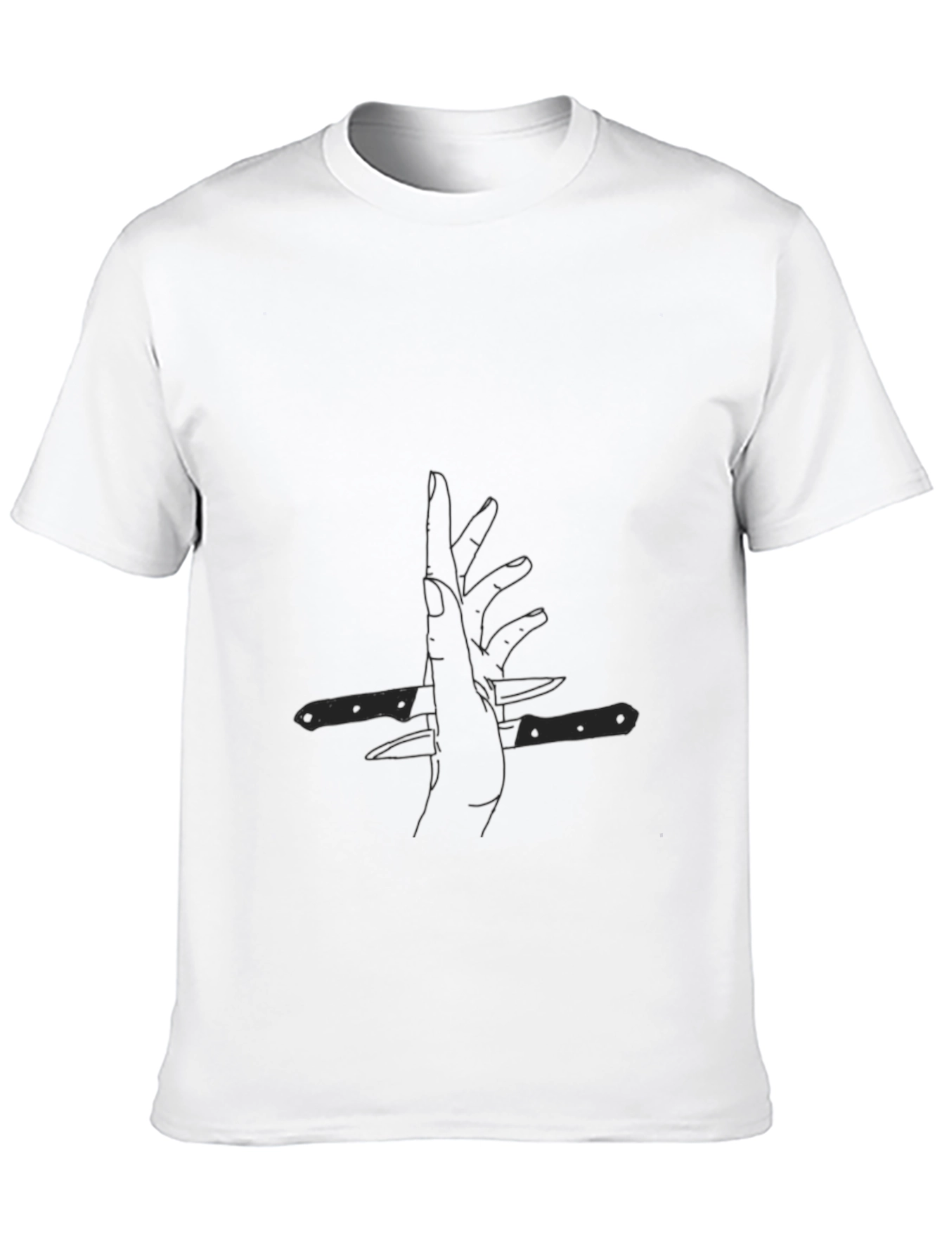 Black Abstract Hand & Knife Graphic Black Tee view 10