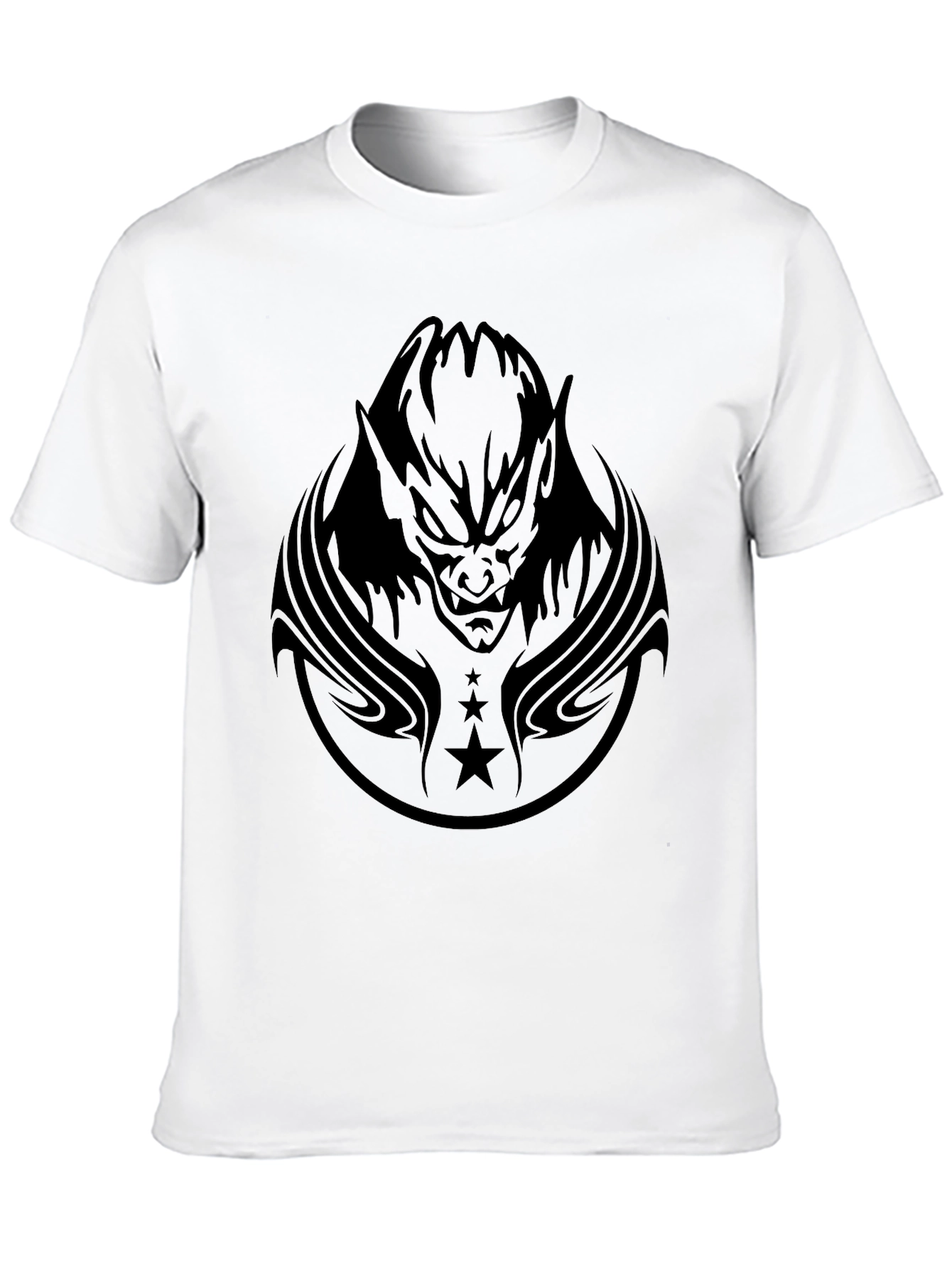 Black Men's Black Graphic Tee - Demon & Stars view 10