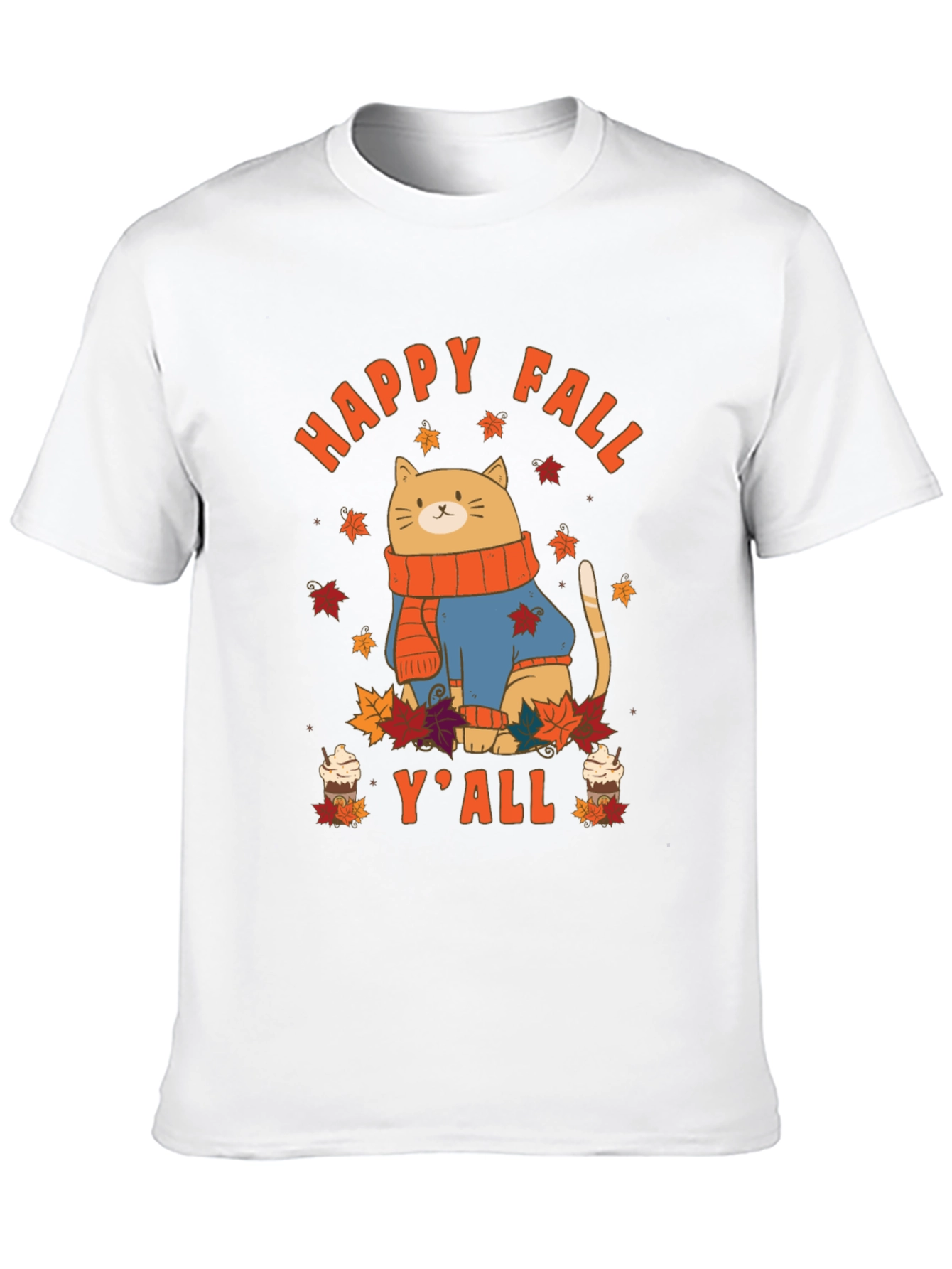 Black Happy Fall Y'all Cat T-Shirt view 10