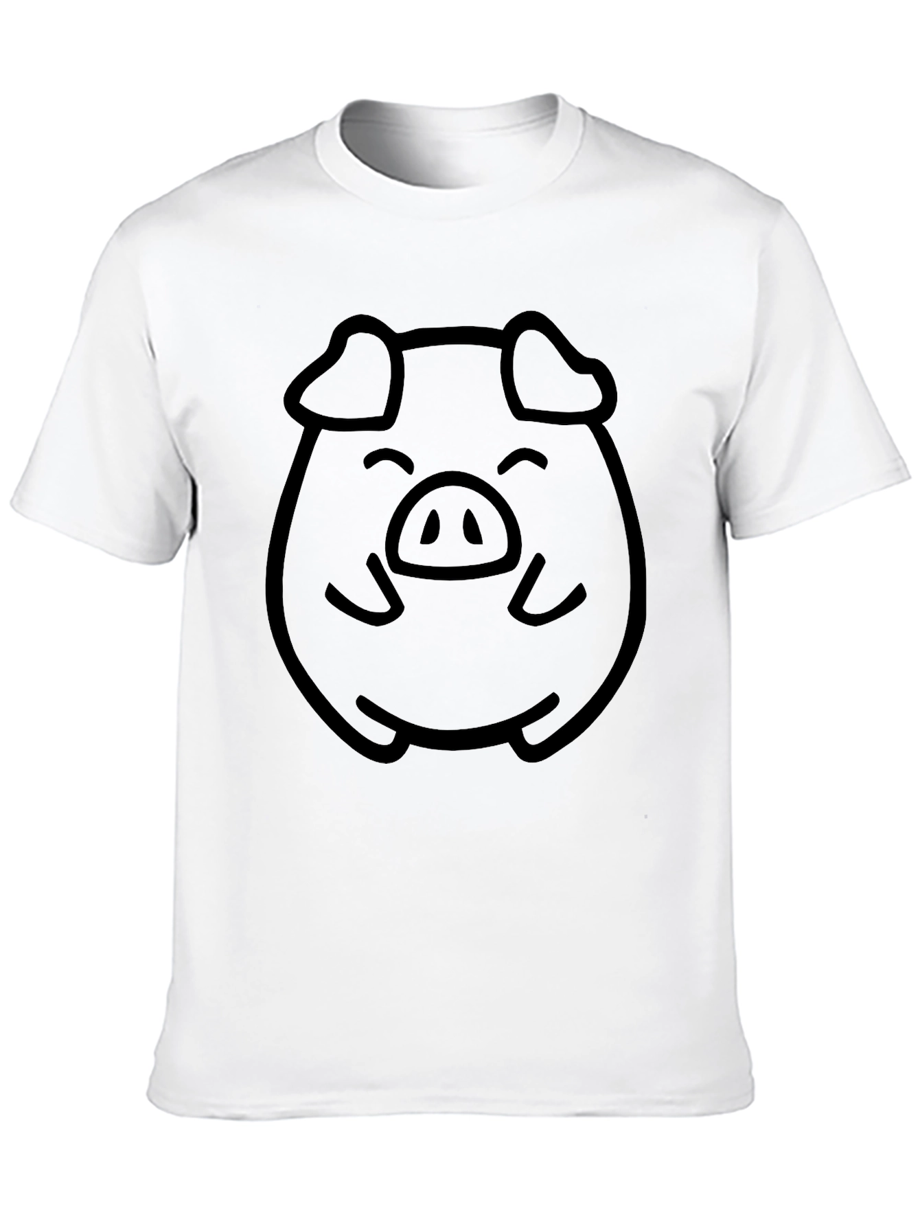 Black Cute Pig Face Graphic Tee - Unisex Black T-Shirt view 10
