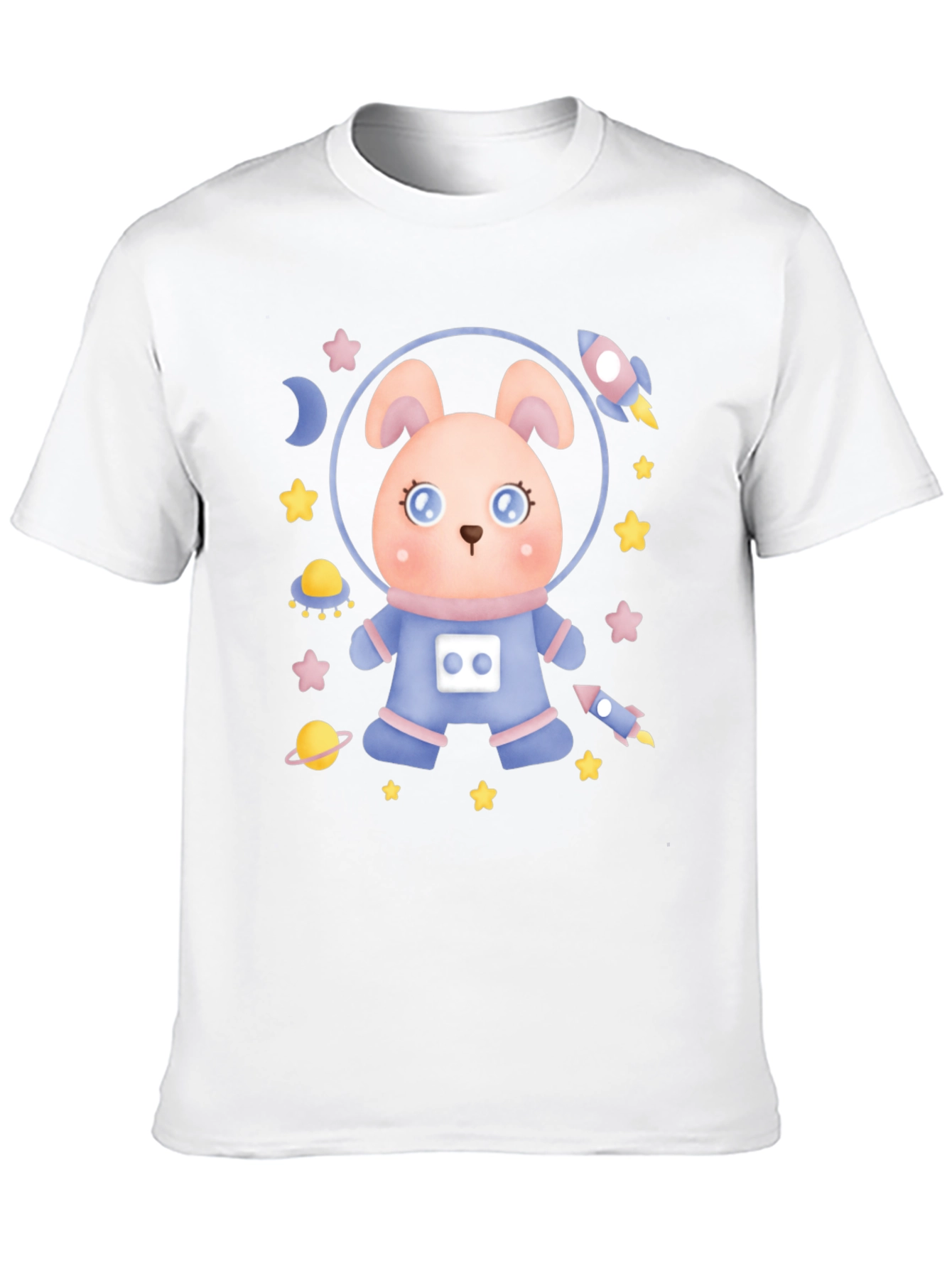 Black Cute Astronaut Rabbit T-Shirt view 10
