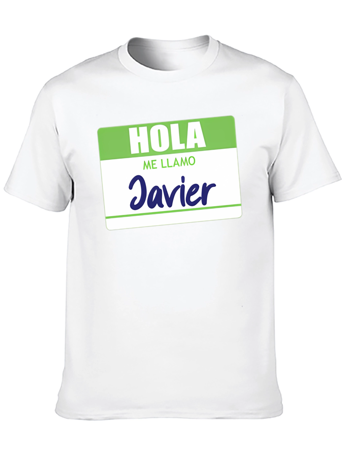 Black Hola Me Llamo Javier T-Shirt - Spanish Name Tag Tee view 10