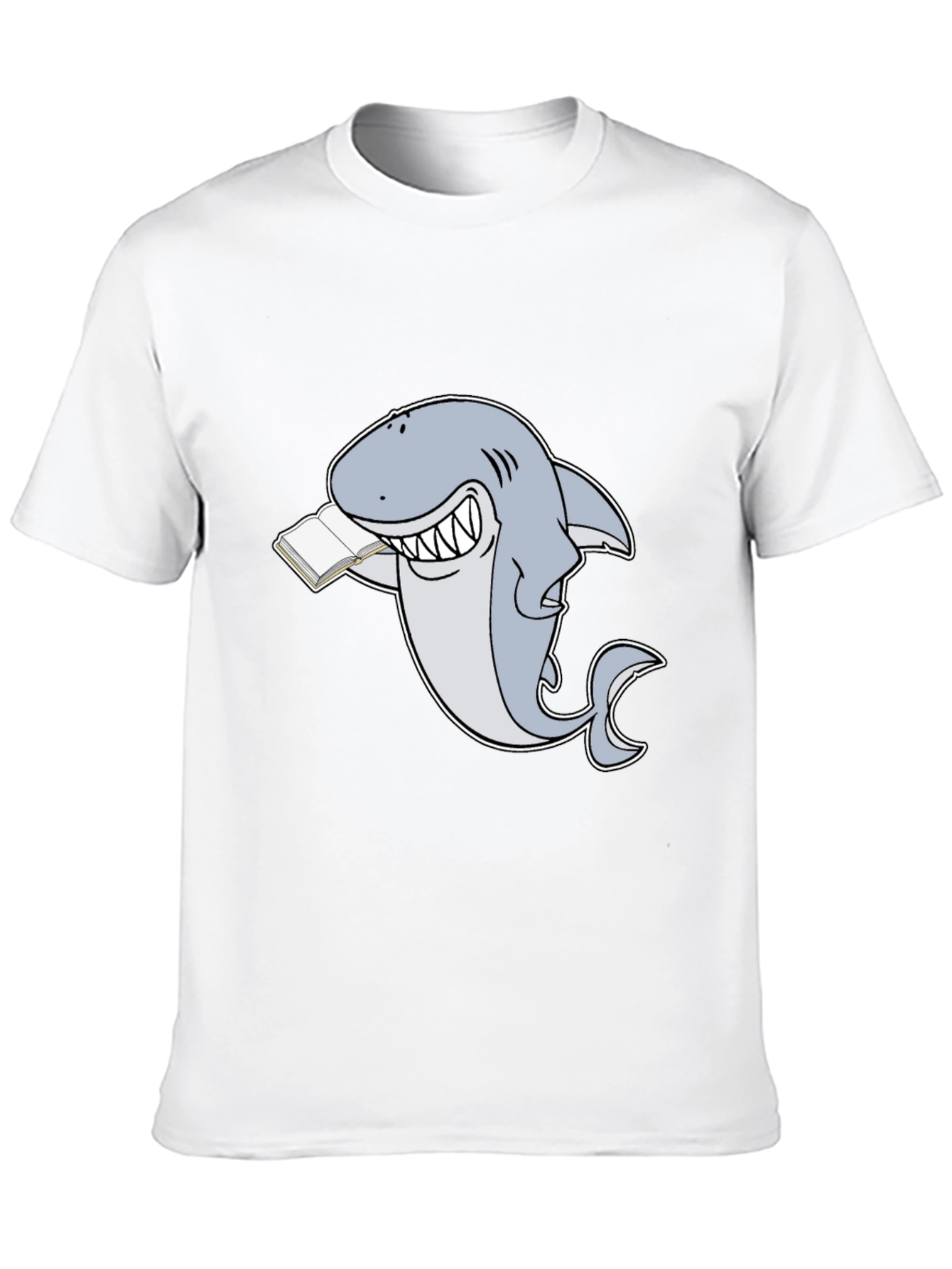 Black Funny Reading Shark T-Shirt - Black view 10