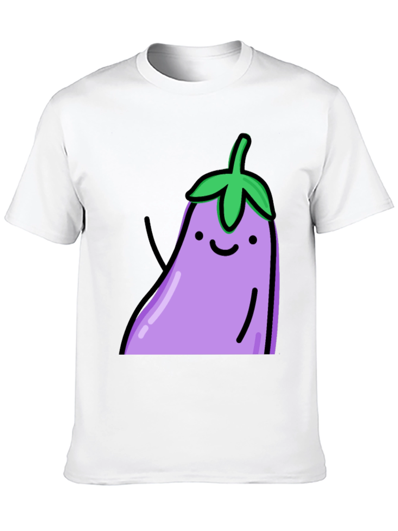 Black Cute Eggplant Graphic Print Black T-Shirt view 10