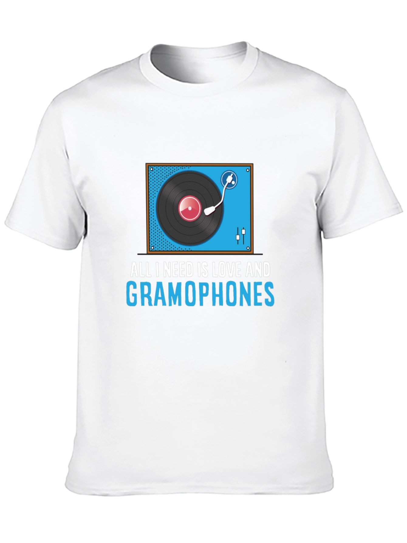 Black All I Need Is Love And Gramophones Graphic Tee view 10