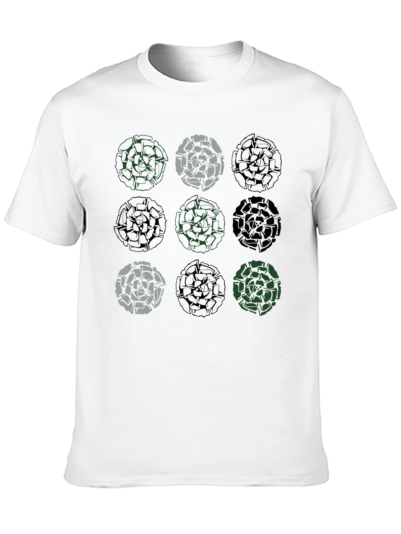 Black Floral Rose Graphic Print Men's T-Shirt - Black view 10