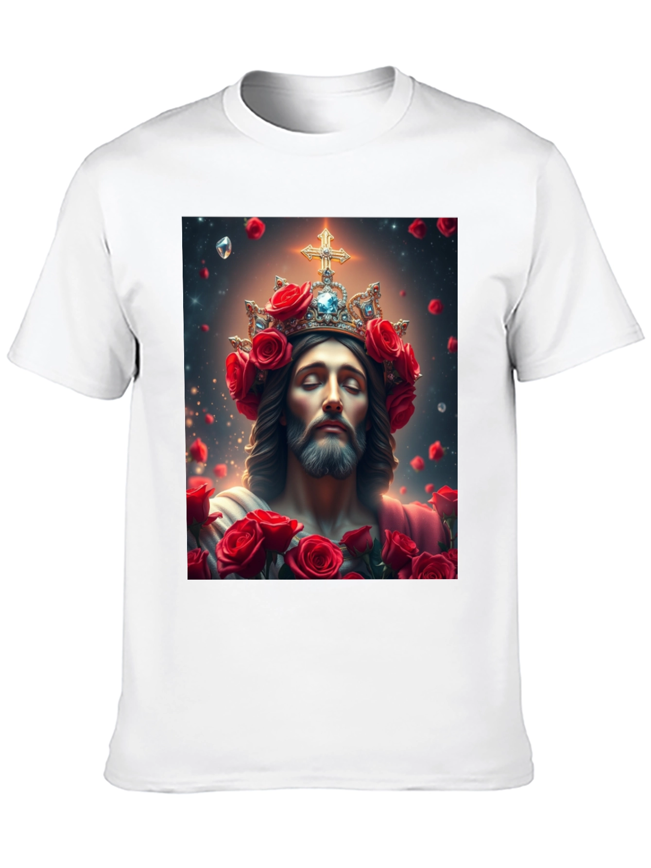 Black Jesus with Roses Graphic T-Shirt - Divine Apparel view 10