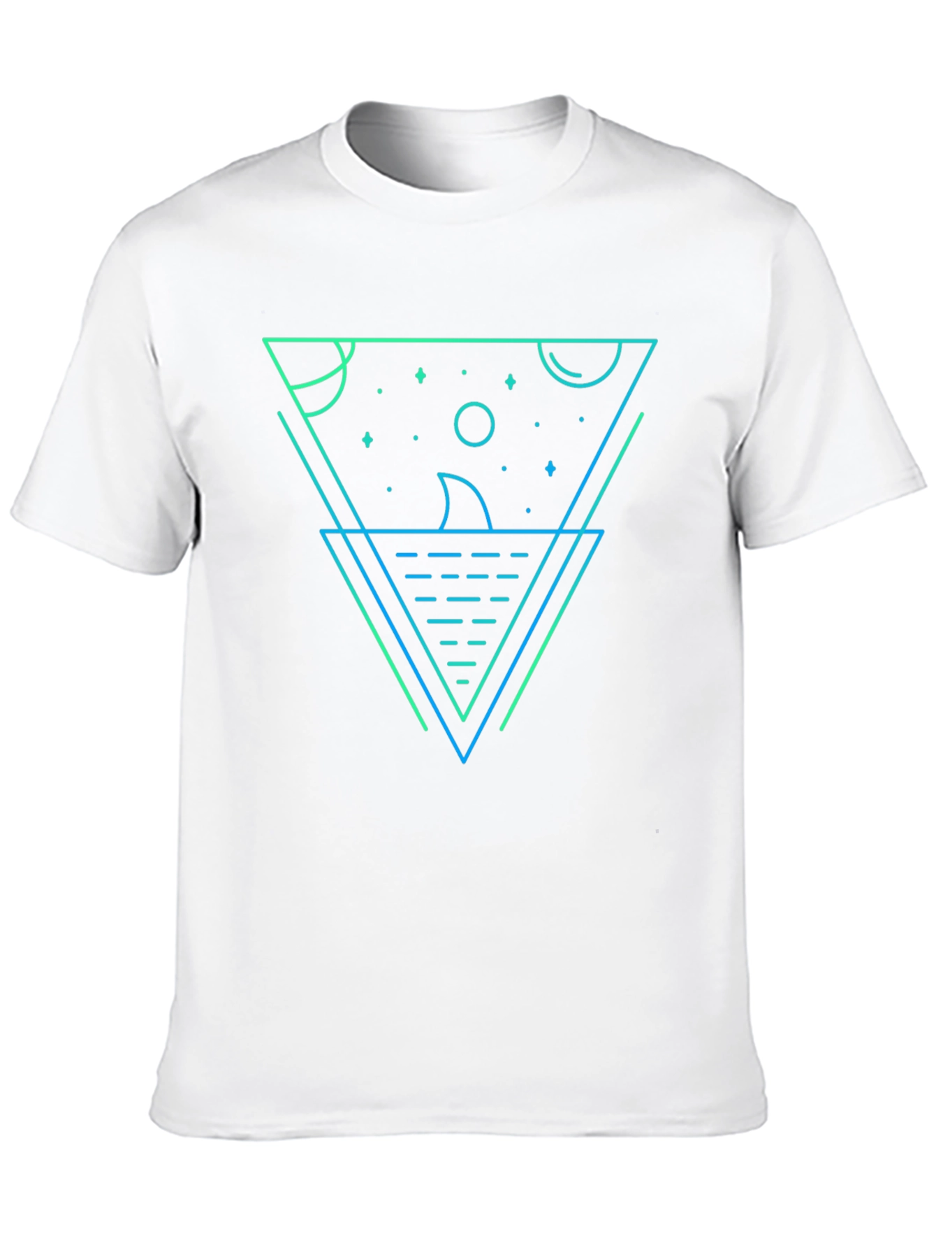 Black Geometric Shark Graphic Tee - Black Cotton Blend view 10