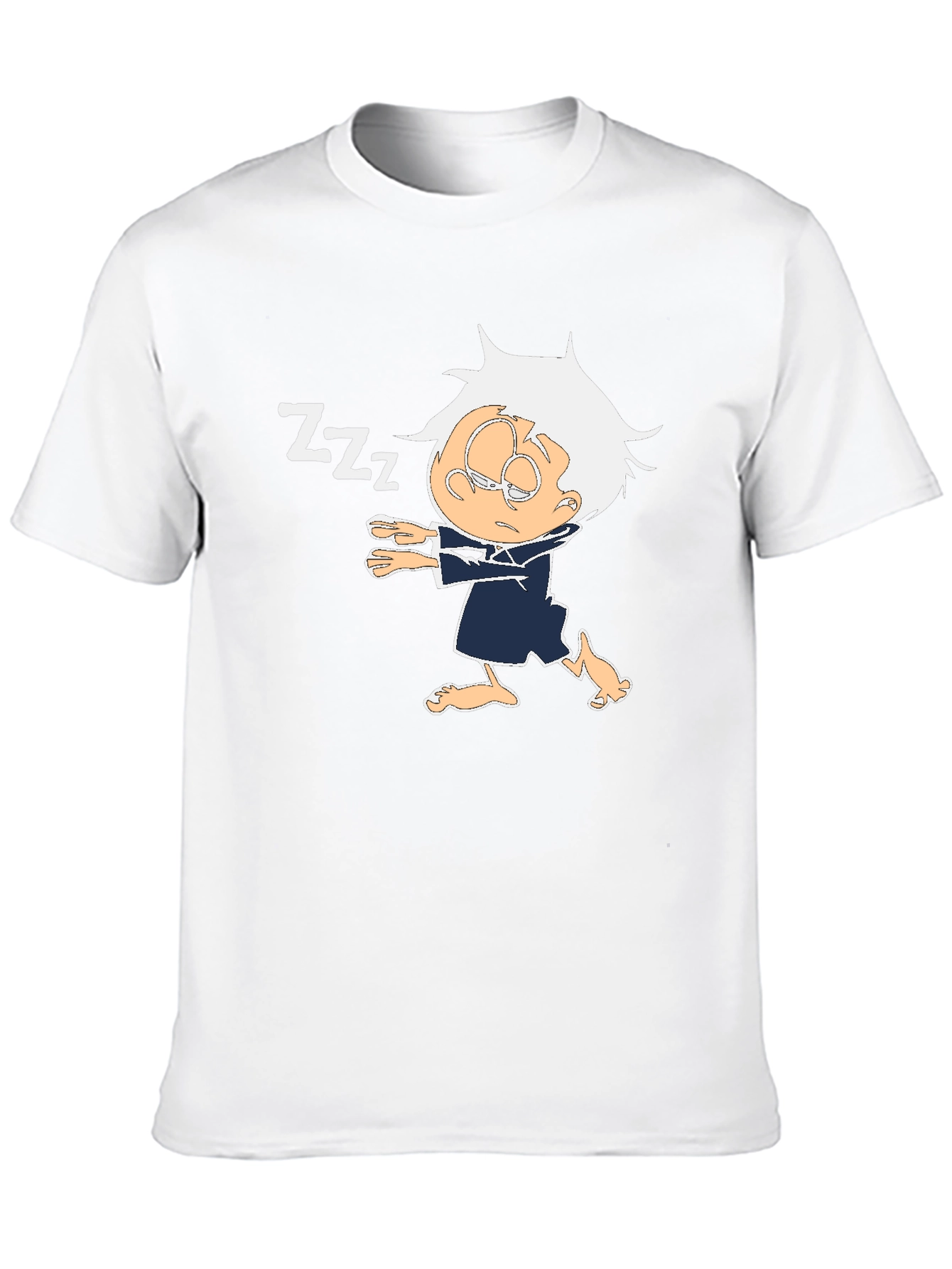 Black Sleepy Cartoon Character Black T-Shirt view 10