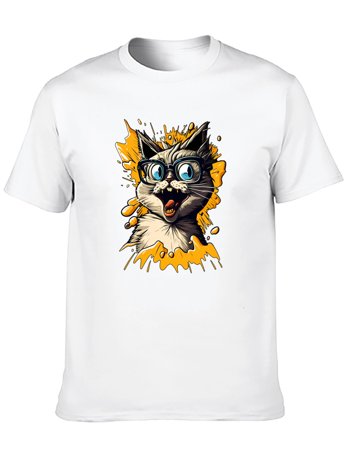 Black Cat Nerd Graphic Tee - Men's Black T-Shirt view 10