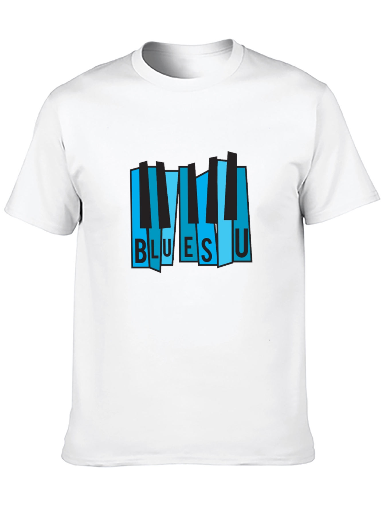 Black Blues U Piano Keys Graphic Black T-Shirt view 10