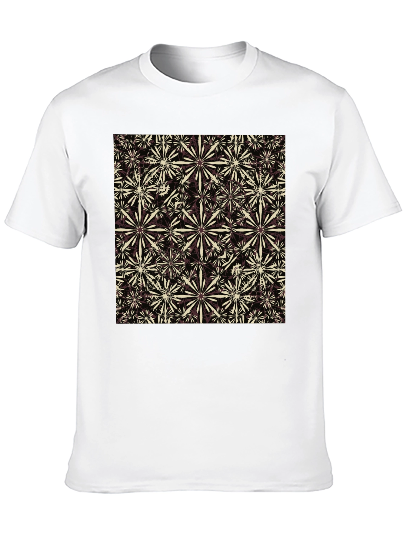 Black Floral Pattern Crew Neck T-Shirt view 10